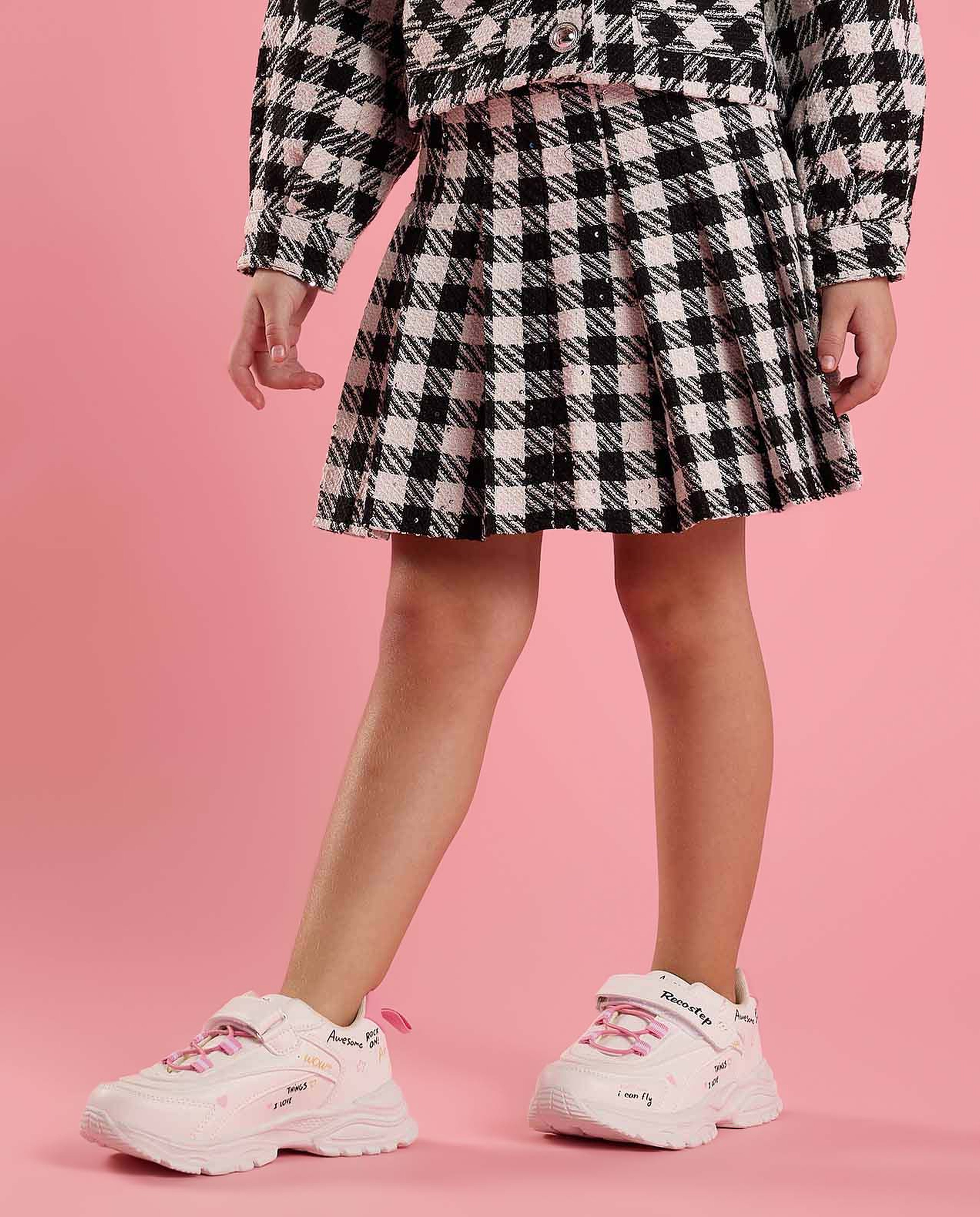 Plaid Mini Skirt with Elastic Waist