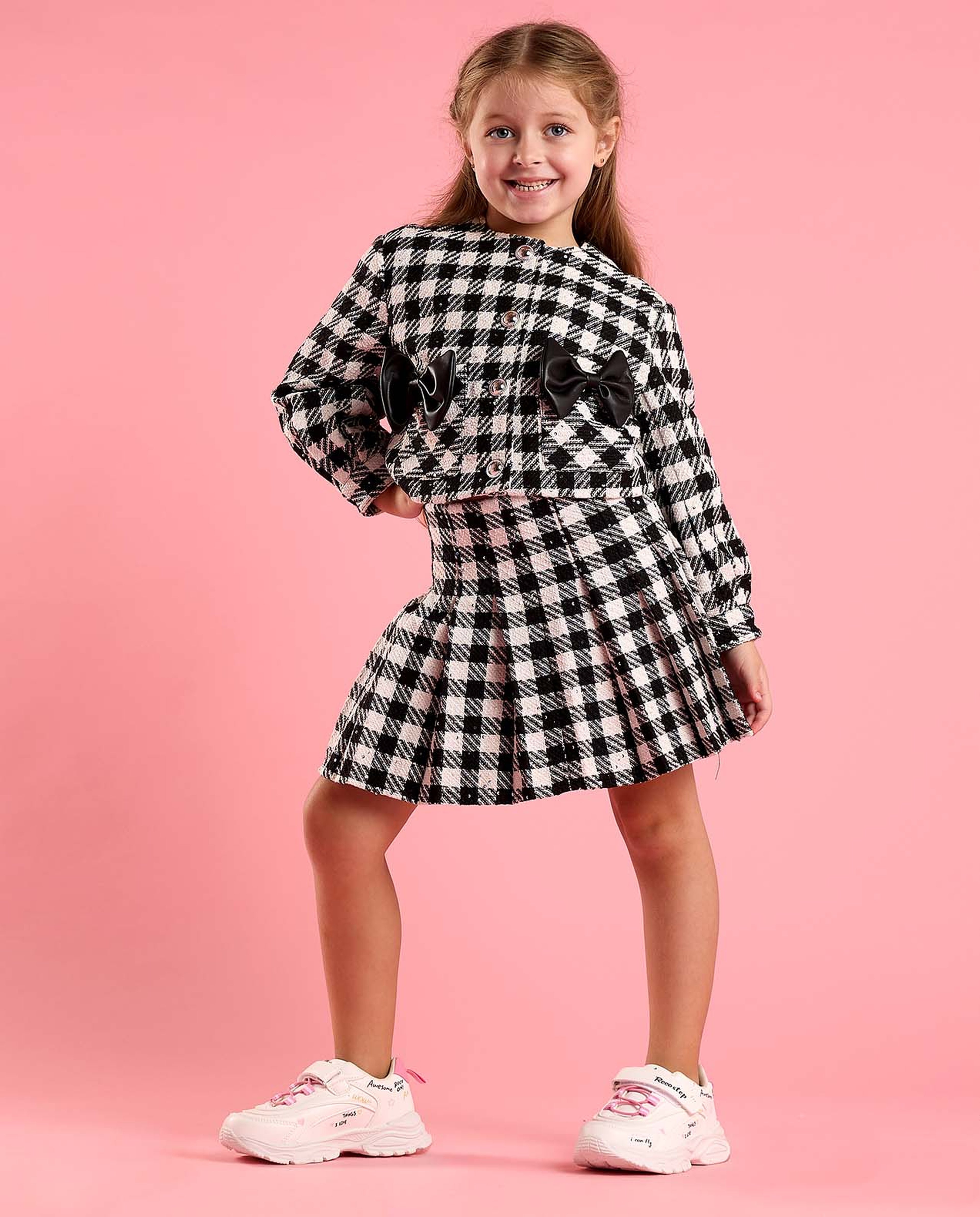 Plaid Mini Skirt with Elastic Waist