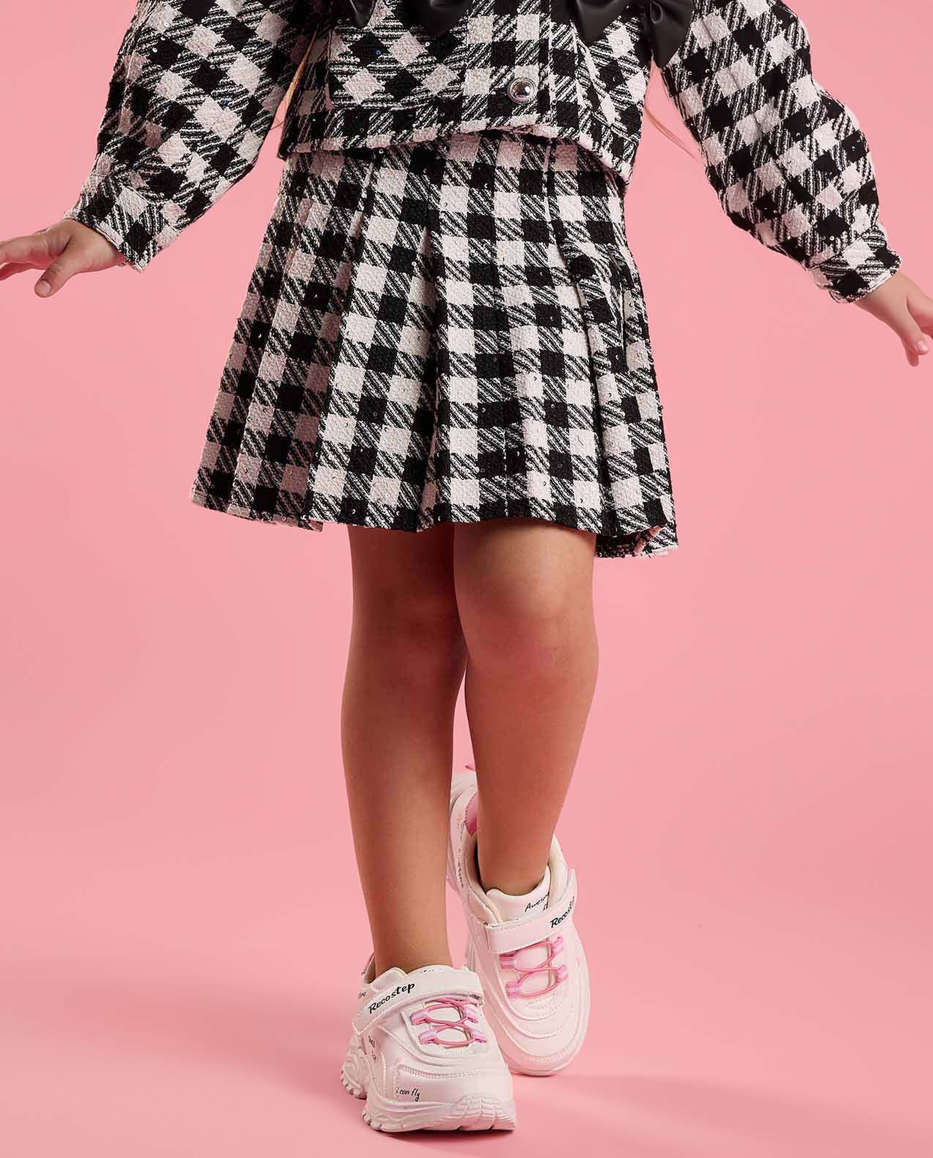 Plaid Mini Skirt with Elastic Waist