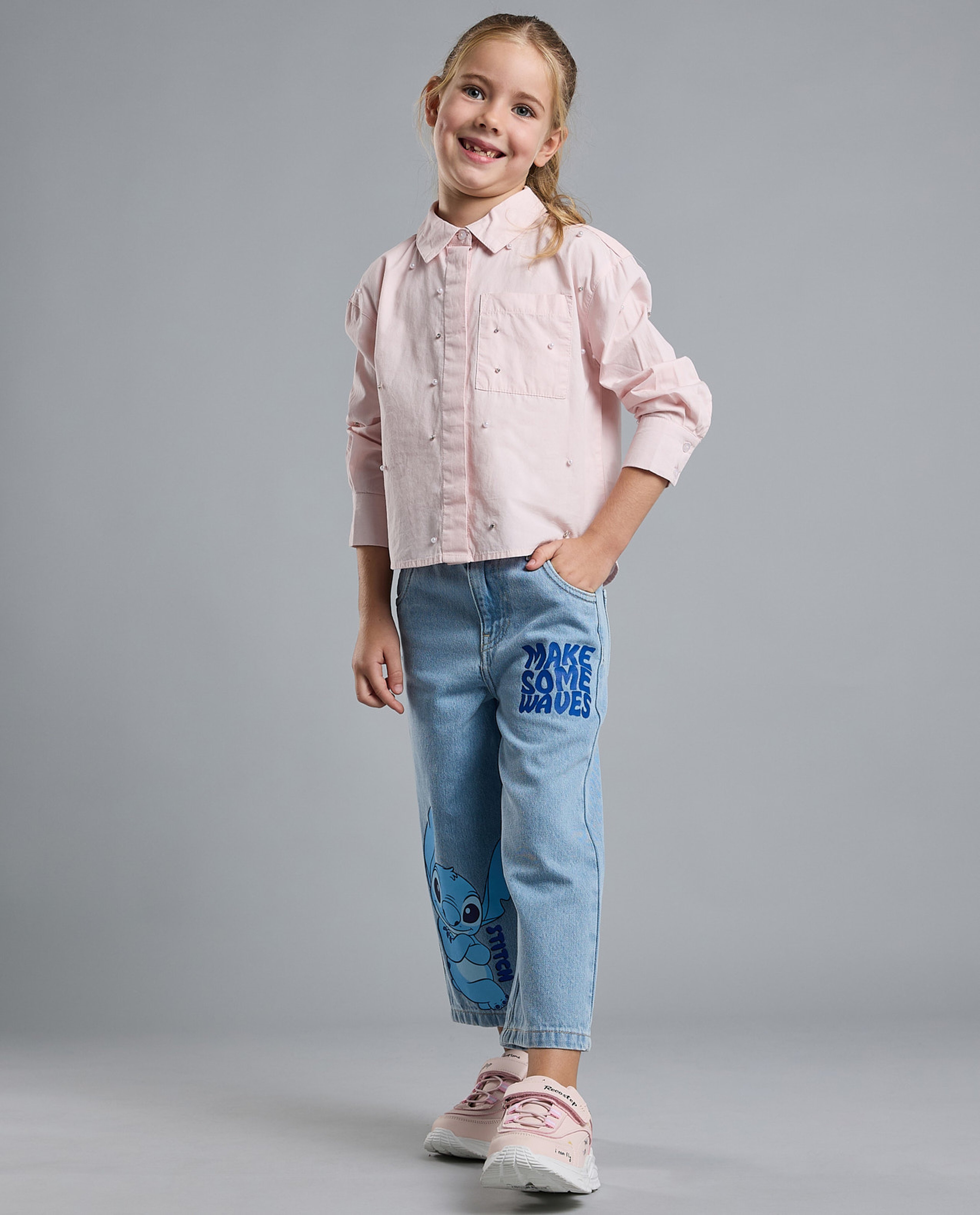 Solid Shirt with Classic Collar and Long Sleeves