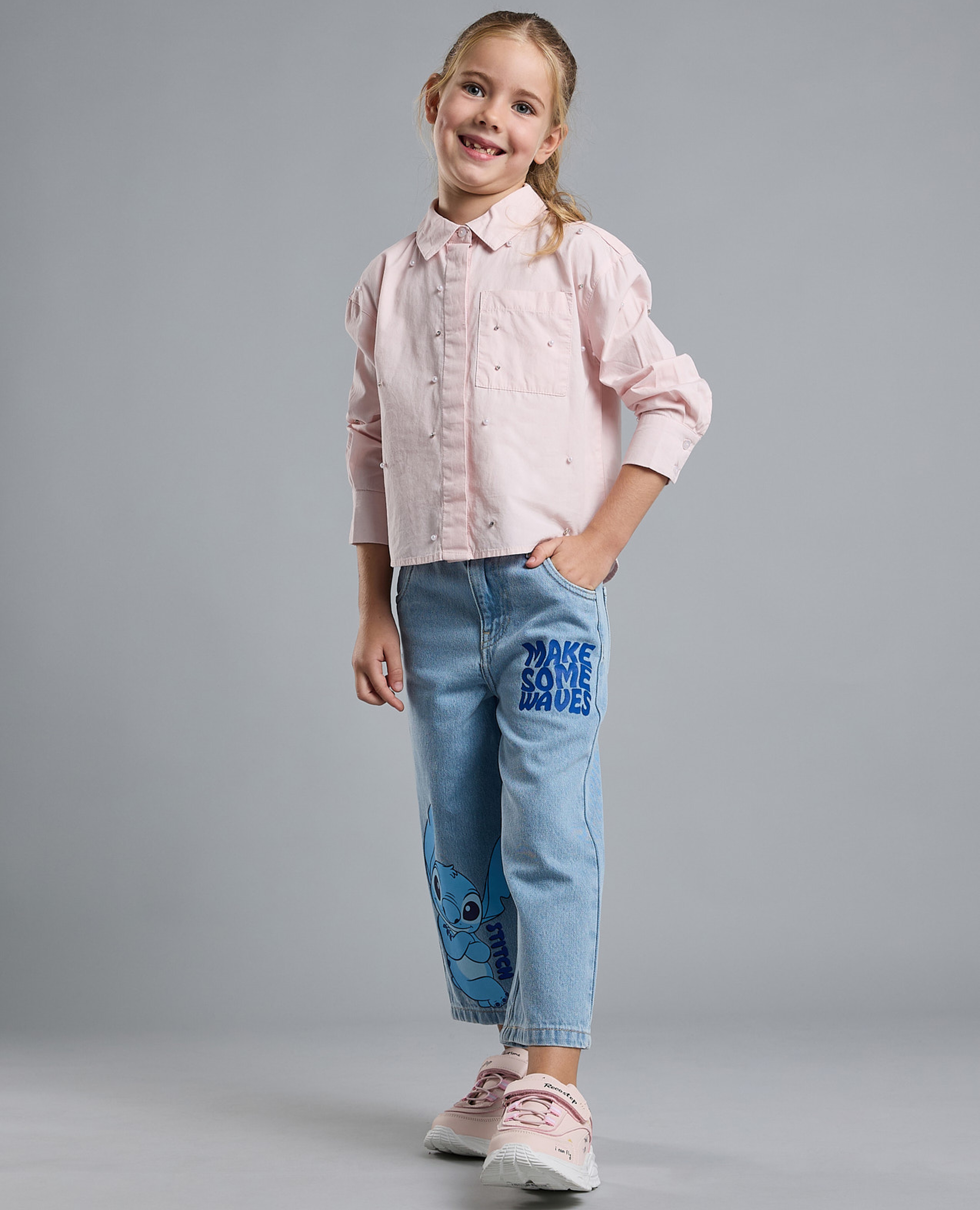 Solid Shirt with Classic Collar and Long Sleeves