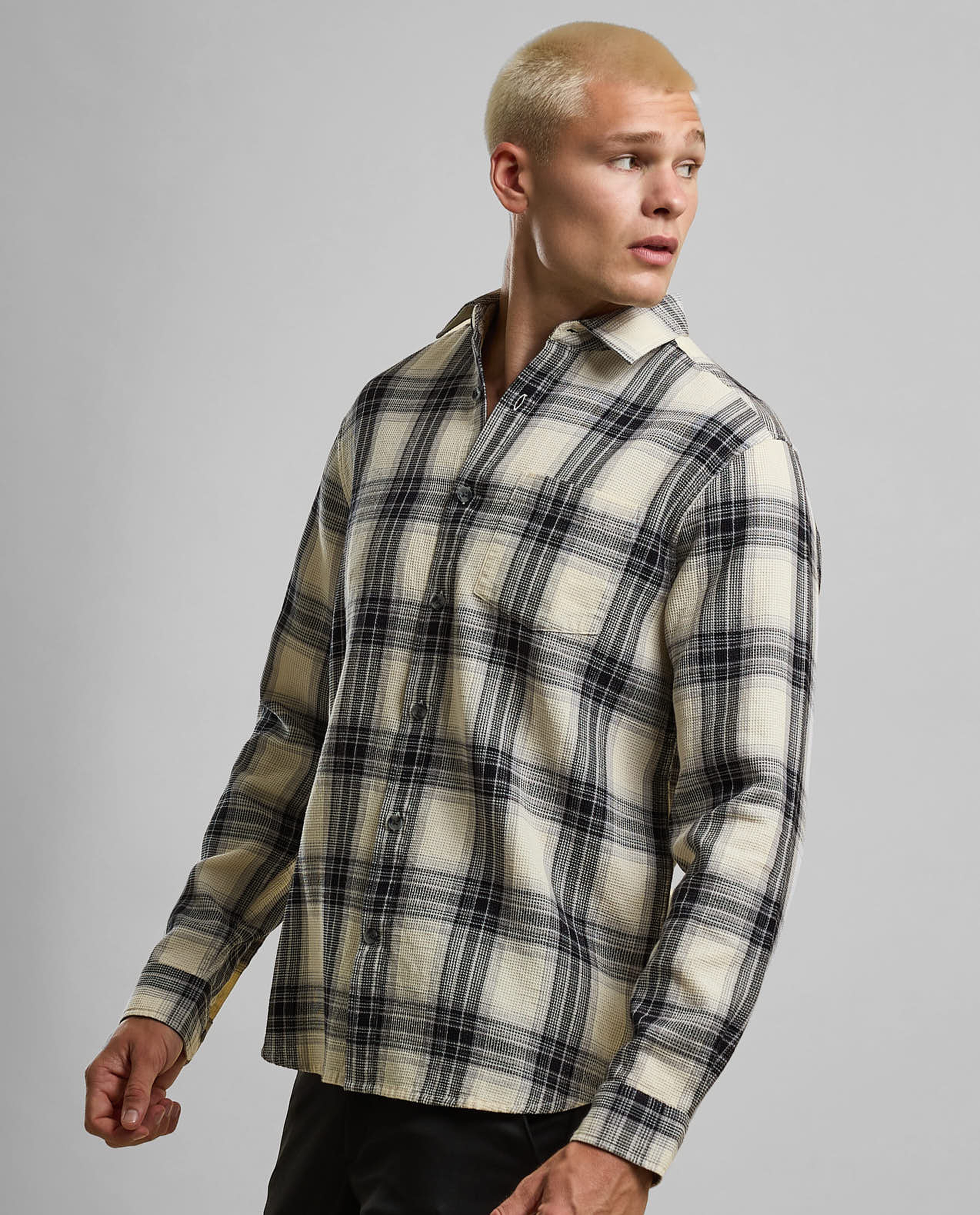 Plaid Shirt with Classic Collar and Long Sleeves