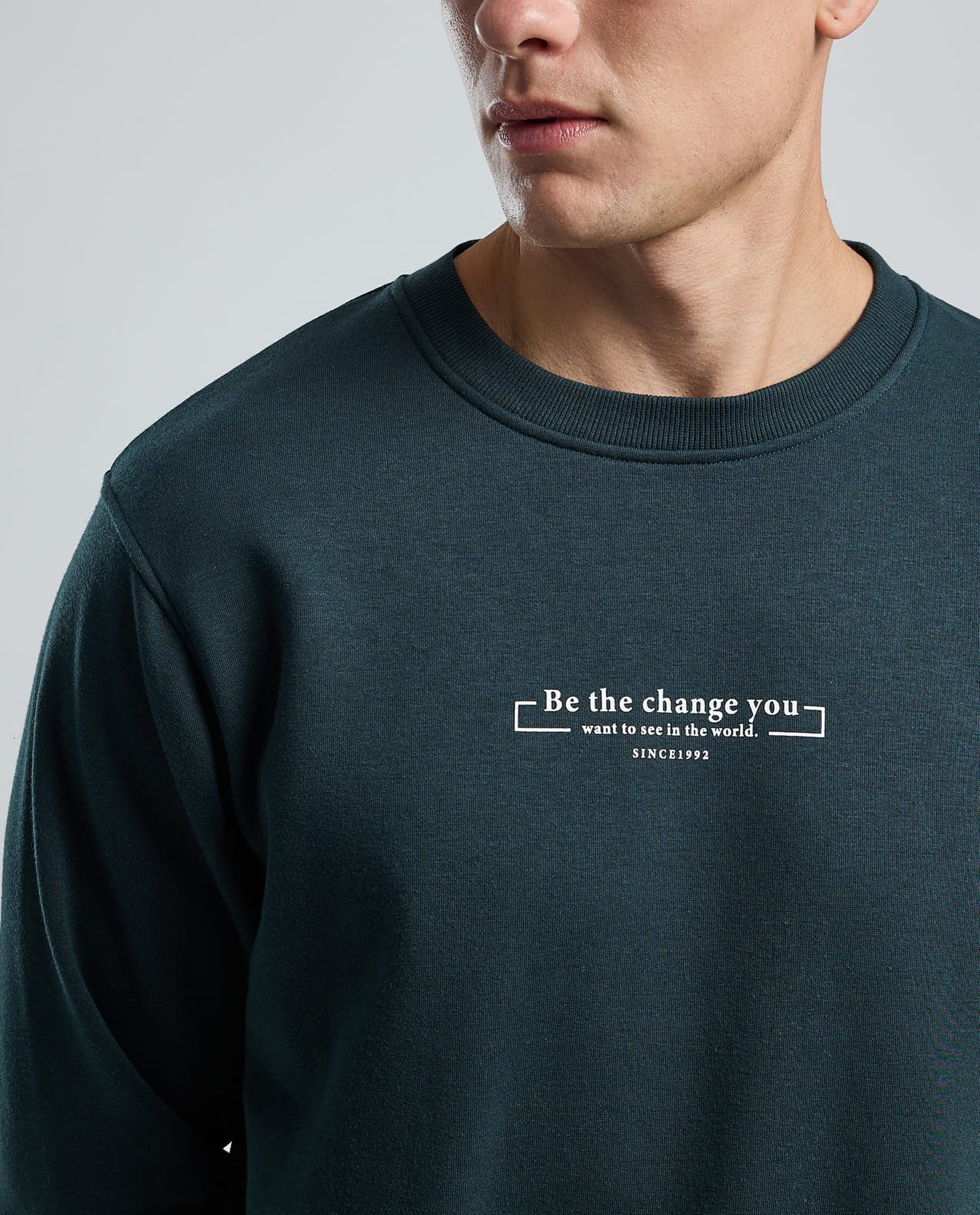 Typography Print Sweatshirt with Crew Neck and Long Sleeves