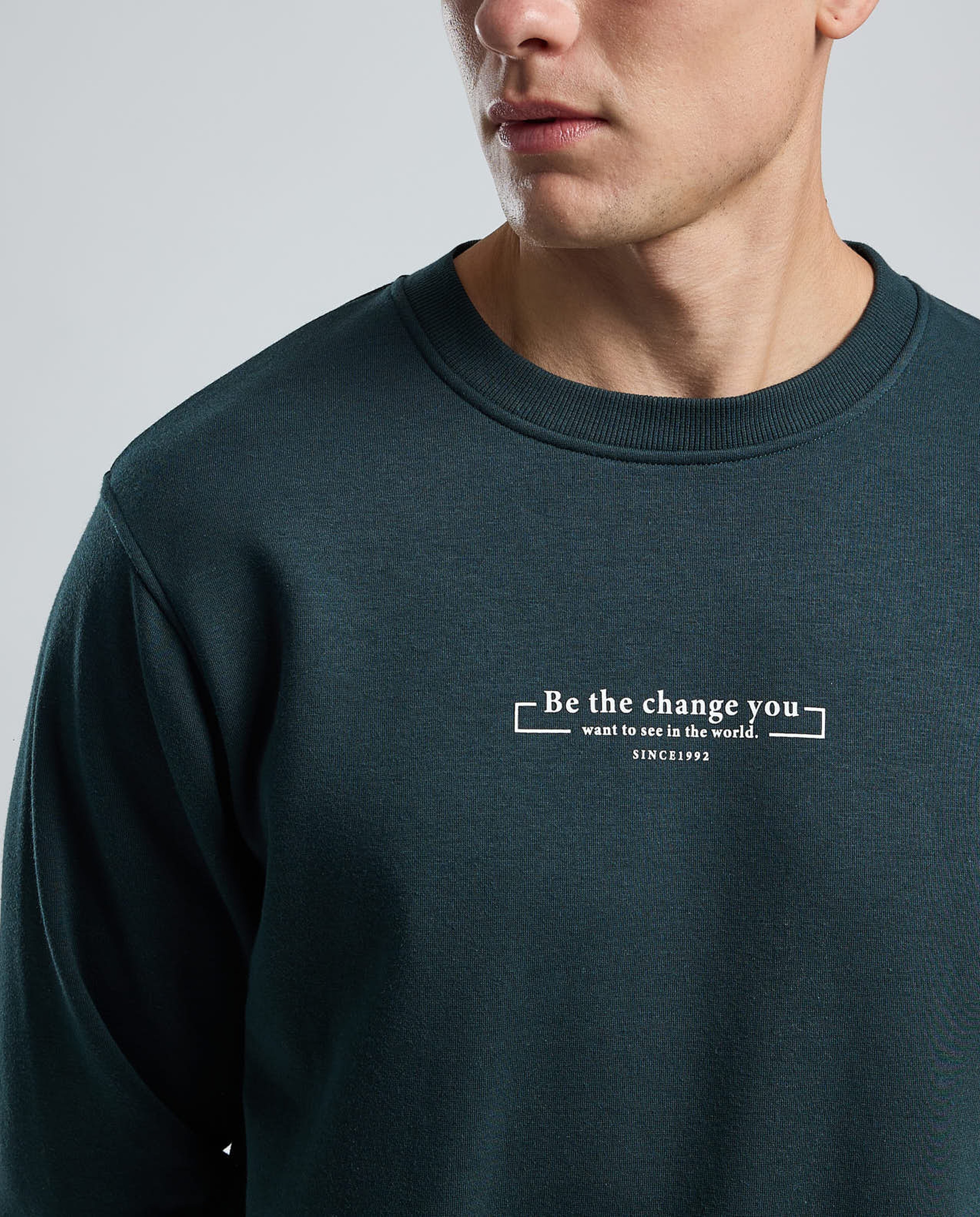 Typography Print Sweatshirt with Crew Neck and Long Sleeves