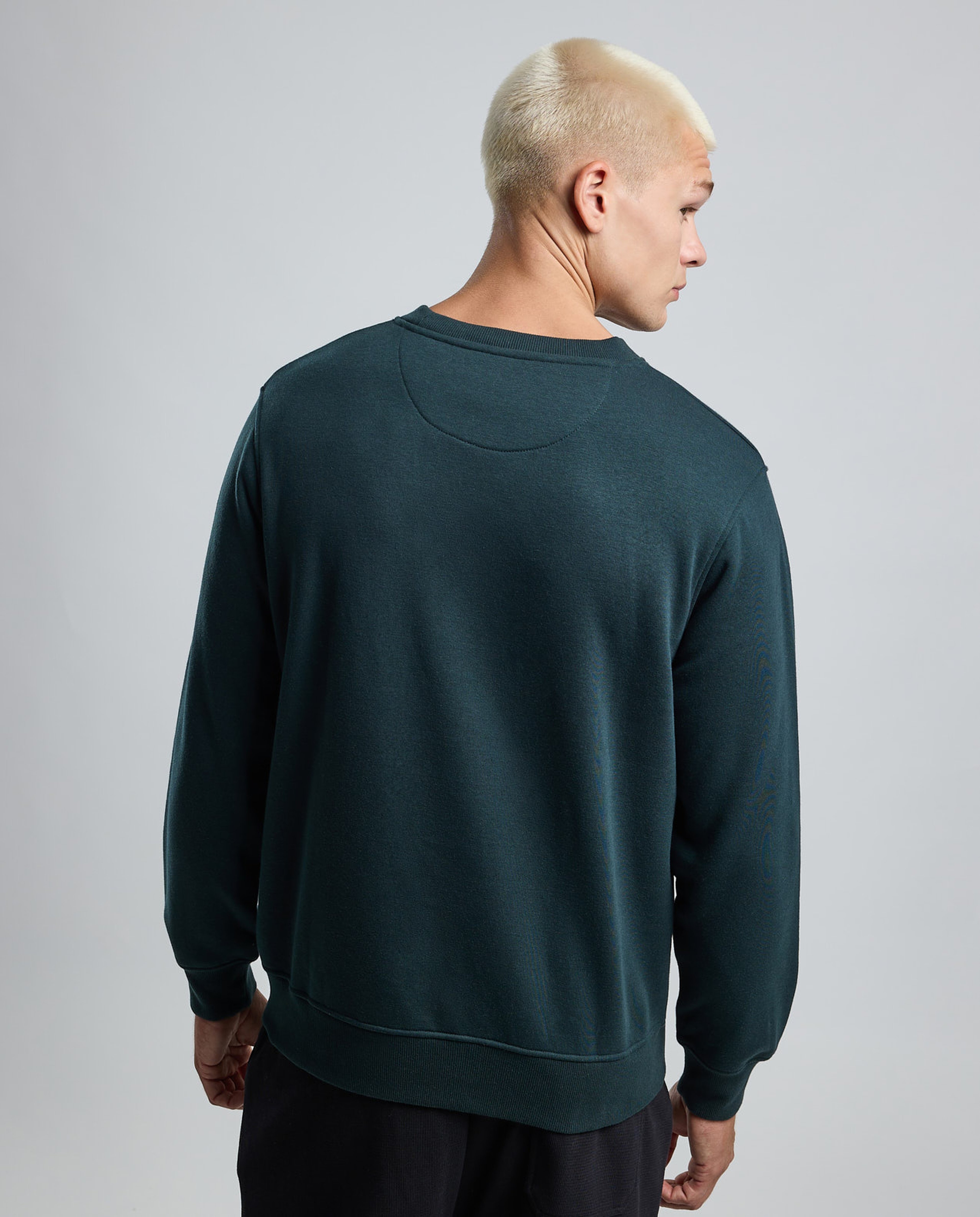 Typography Print Sweatshirt with Crew Neck and Long Sleeves