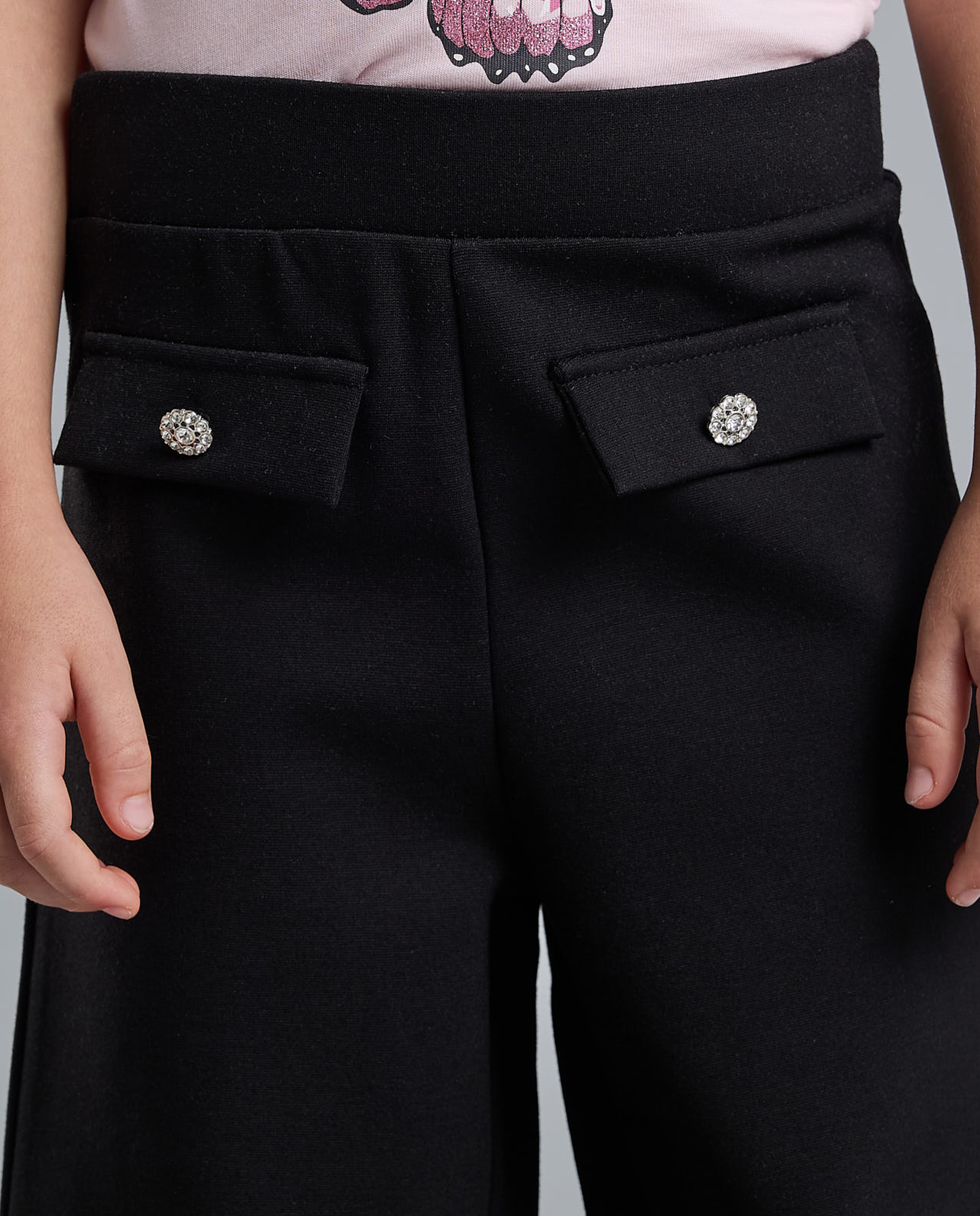 Solid Wide Leg Pants with Elastic Waist