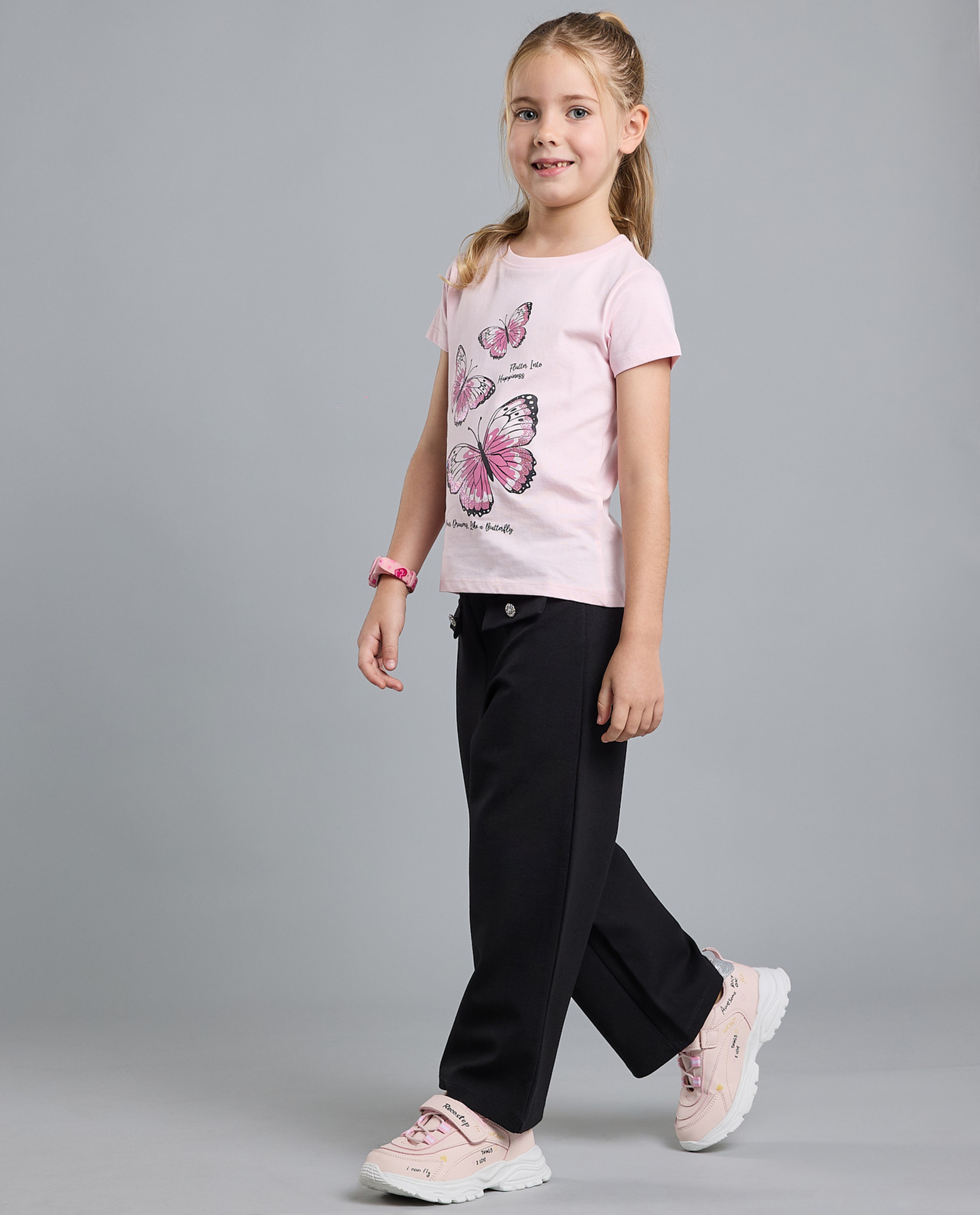 Solid Wide Leg Pants with Elastic Waist