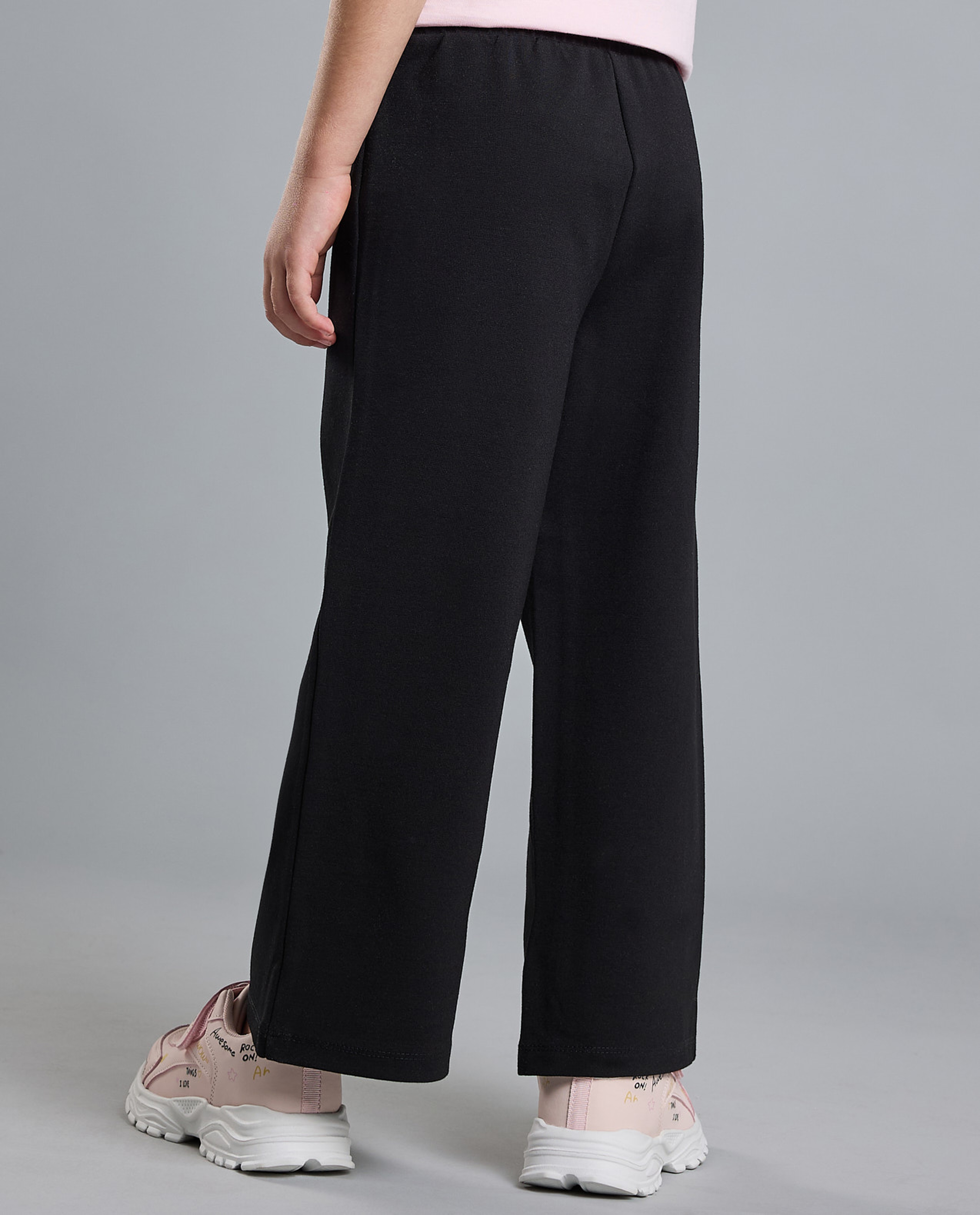 Solid Wide Leg Pants with Elastic Waist