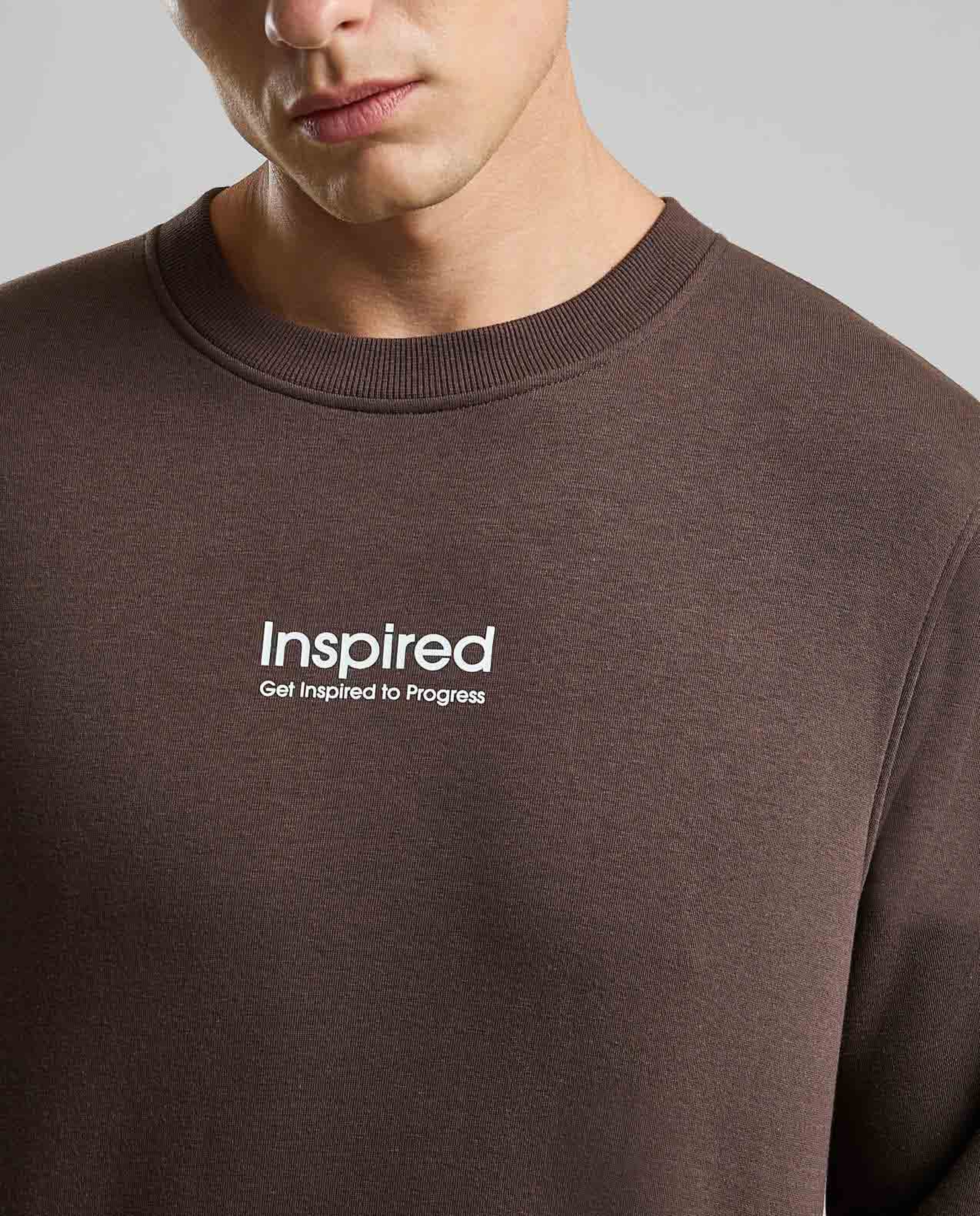 Typography Print Sweatshirt with Crew Neck and Long Sleeves