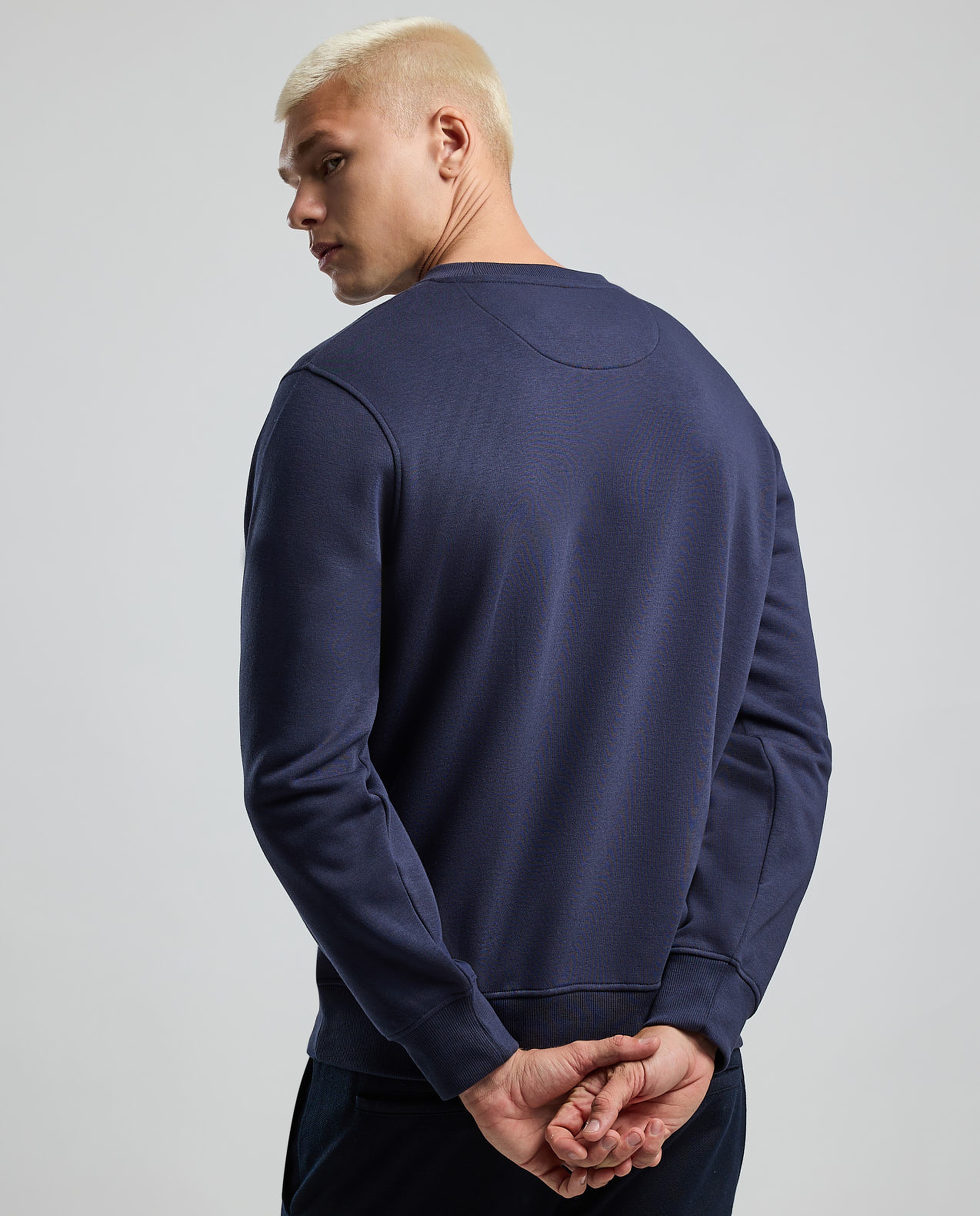 Typography Print Sweatshirt with Crew Neck and Long Sleeves