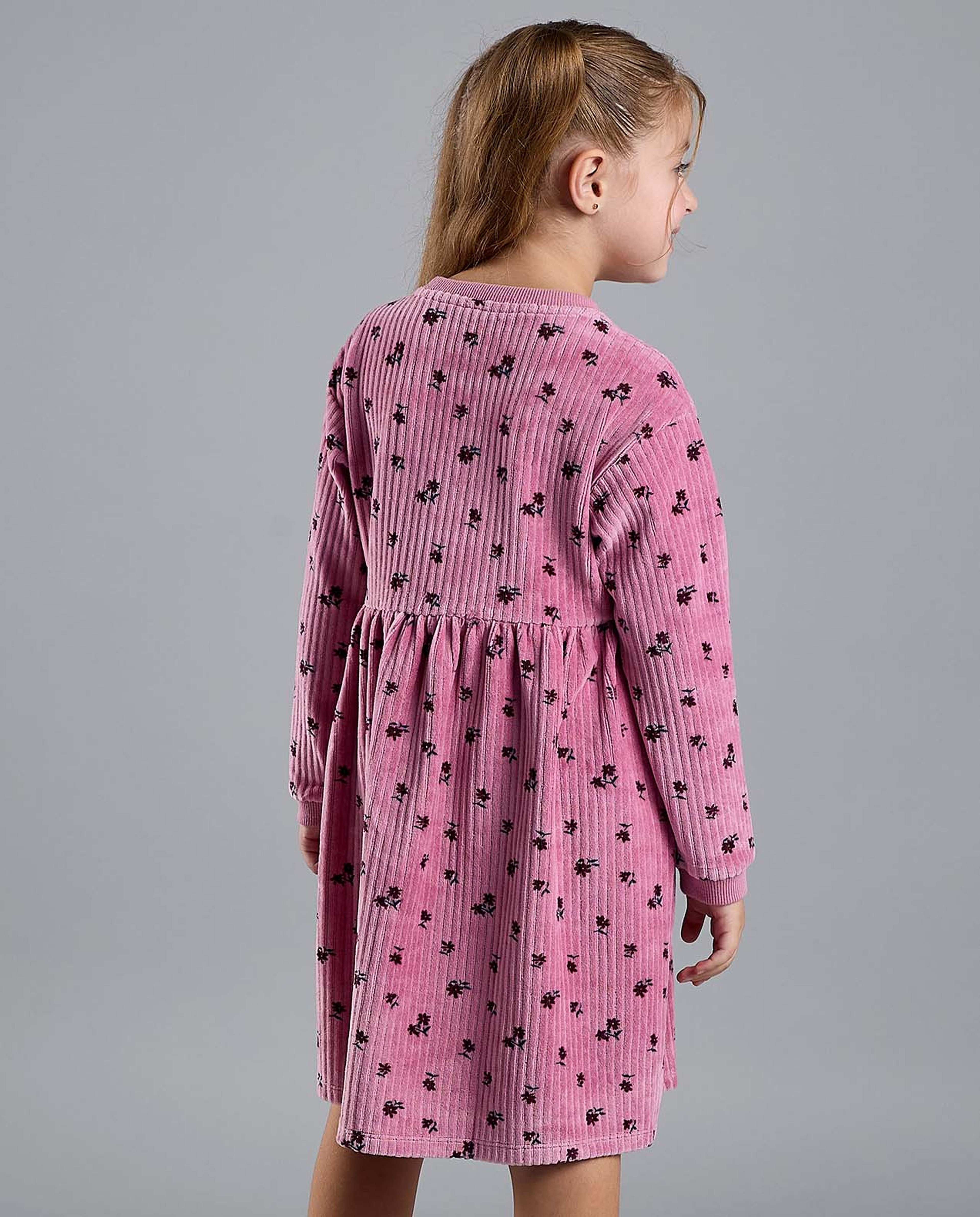 Printed Fit and Flare Dress with Puff Sleeves