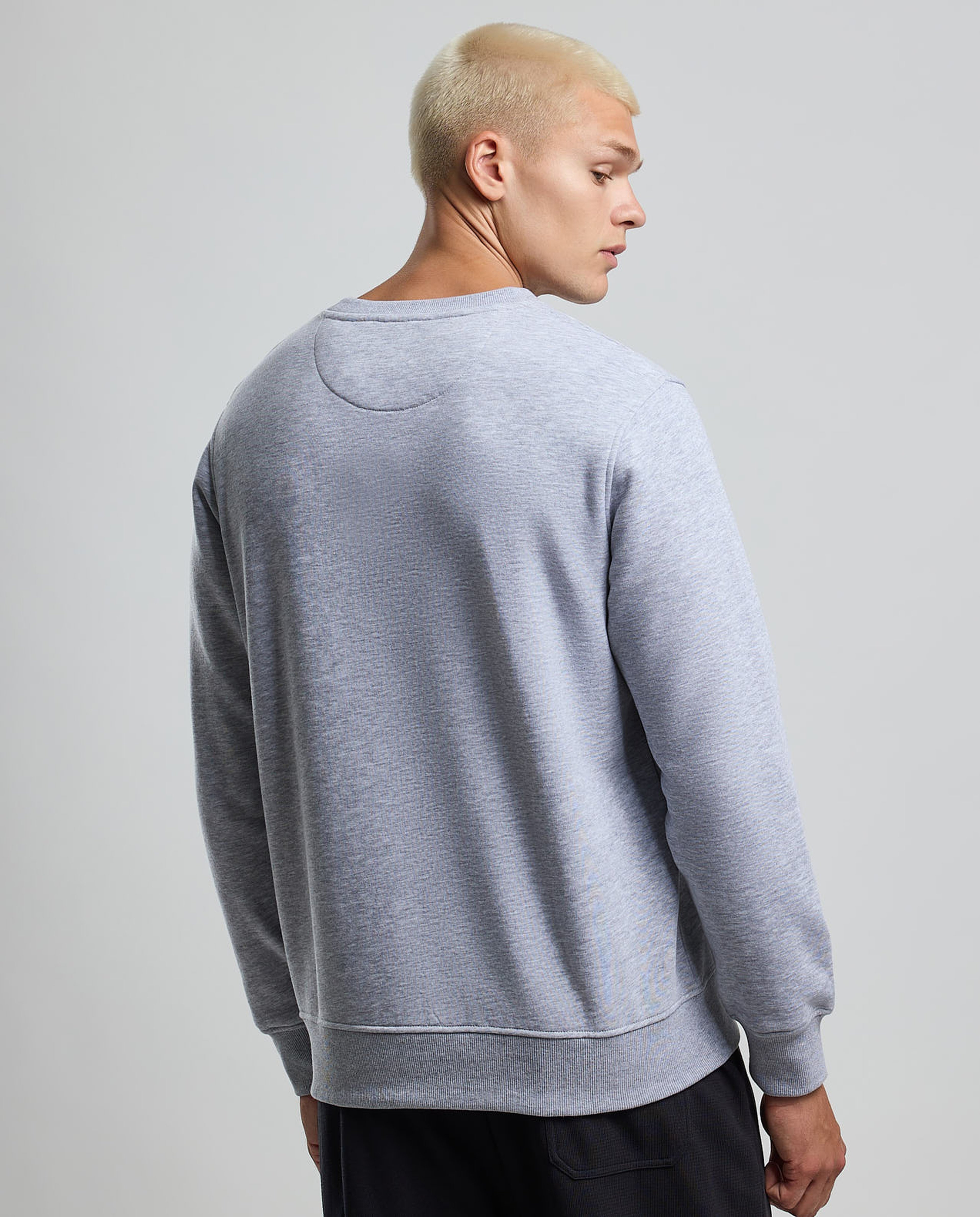 Typography Print Sweatshirt with Crew Neck and Long Sleeves