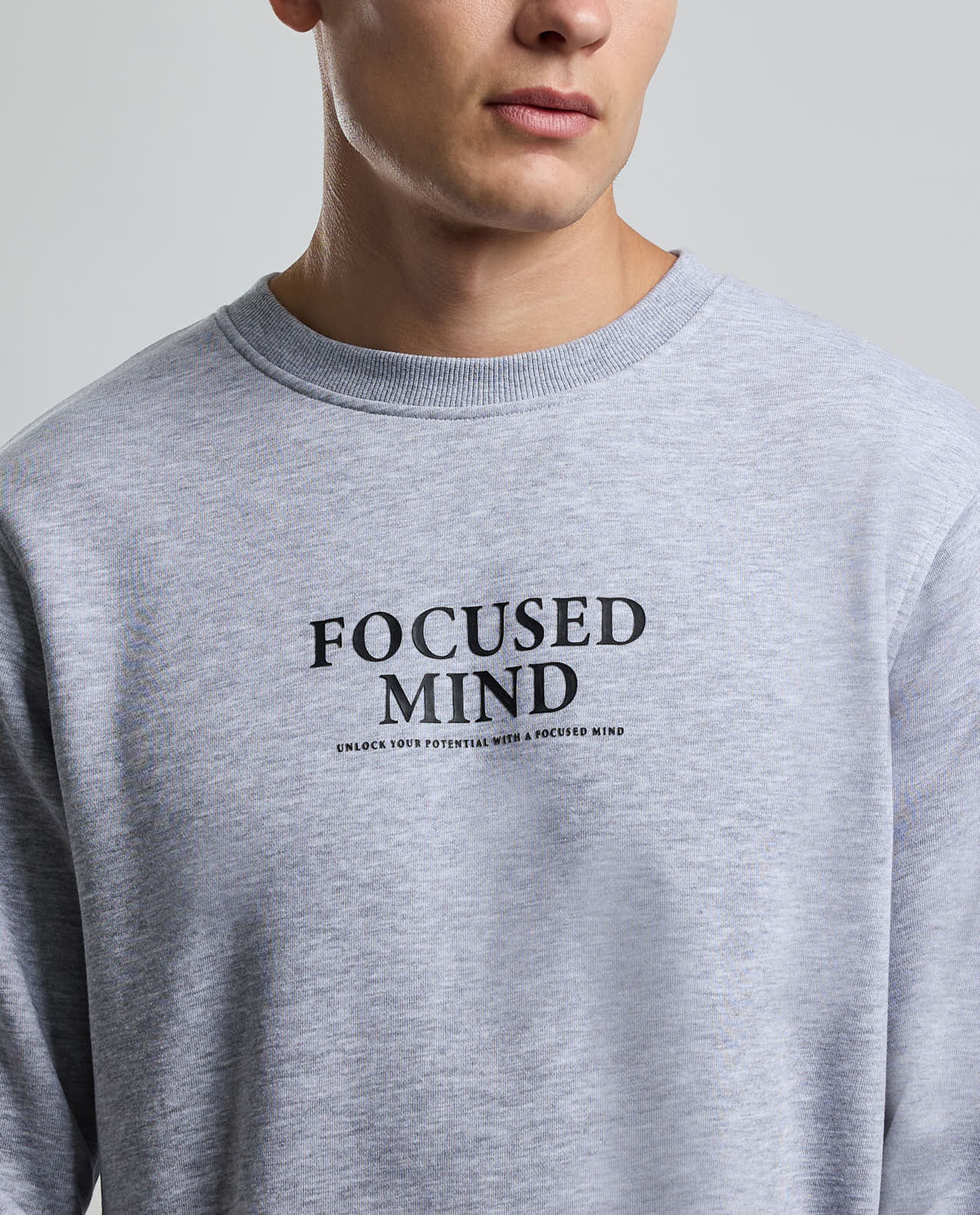 Typography Print Sweatshirt with Crew Neck and Long Sleeves