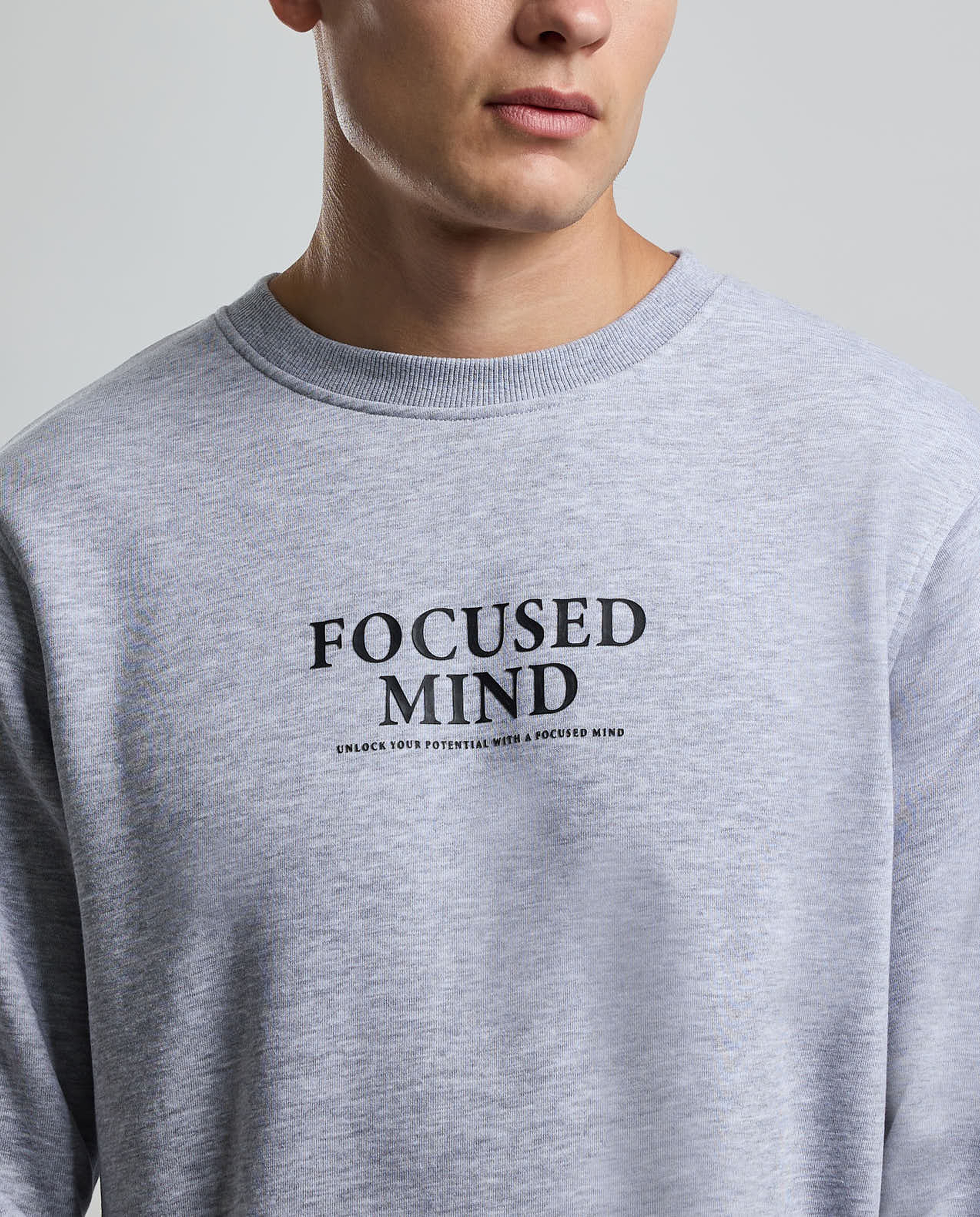 Typography Print Sweatshirt with Crew Neck and Long Sleeves