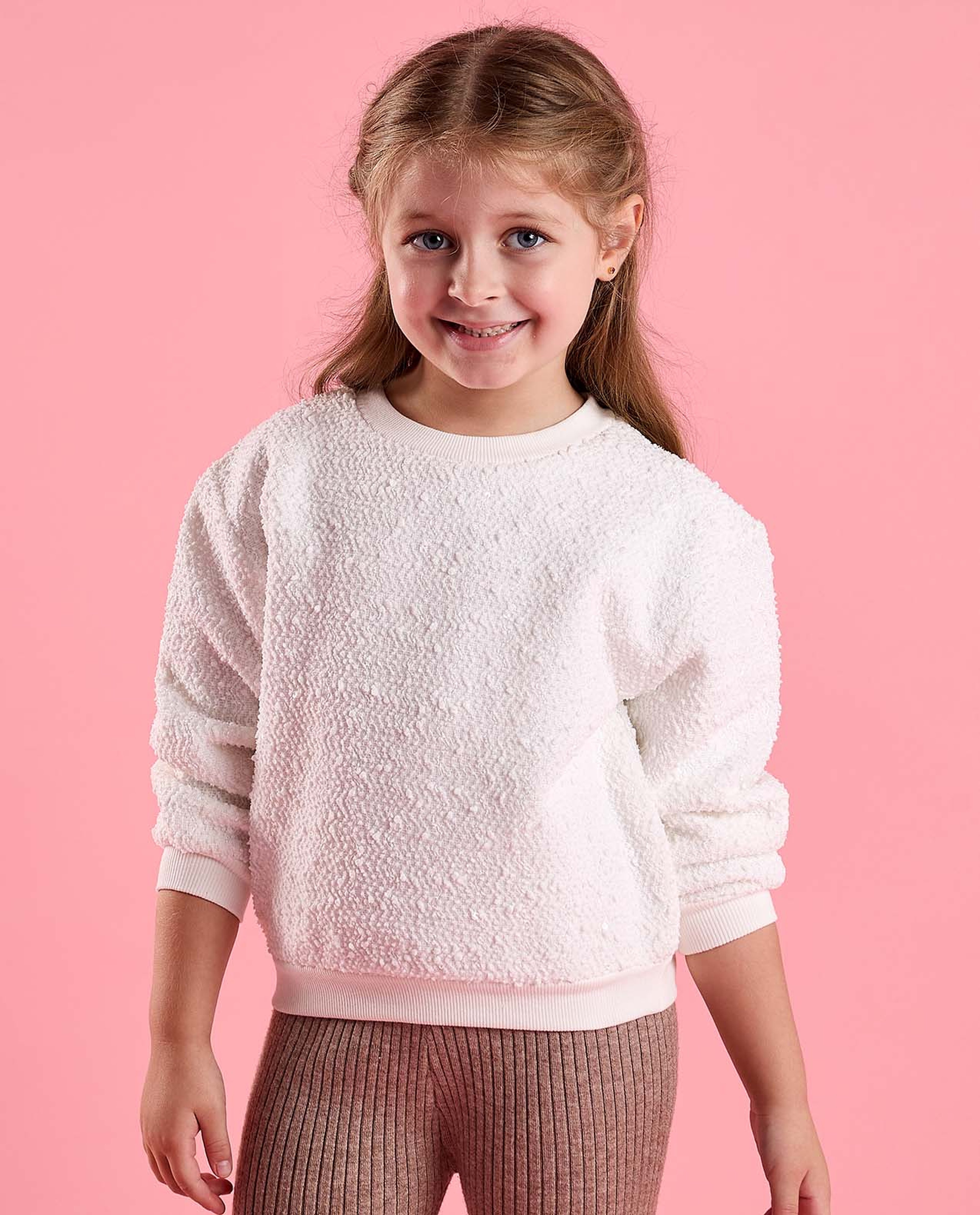 Embroidered Sweatshirt with Crew Neck and Long Sleeves