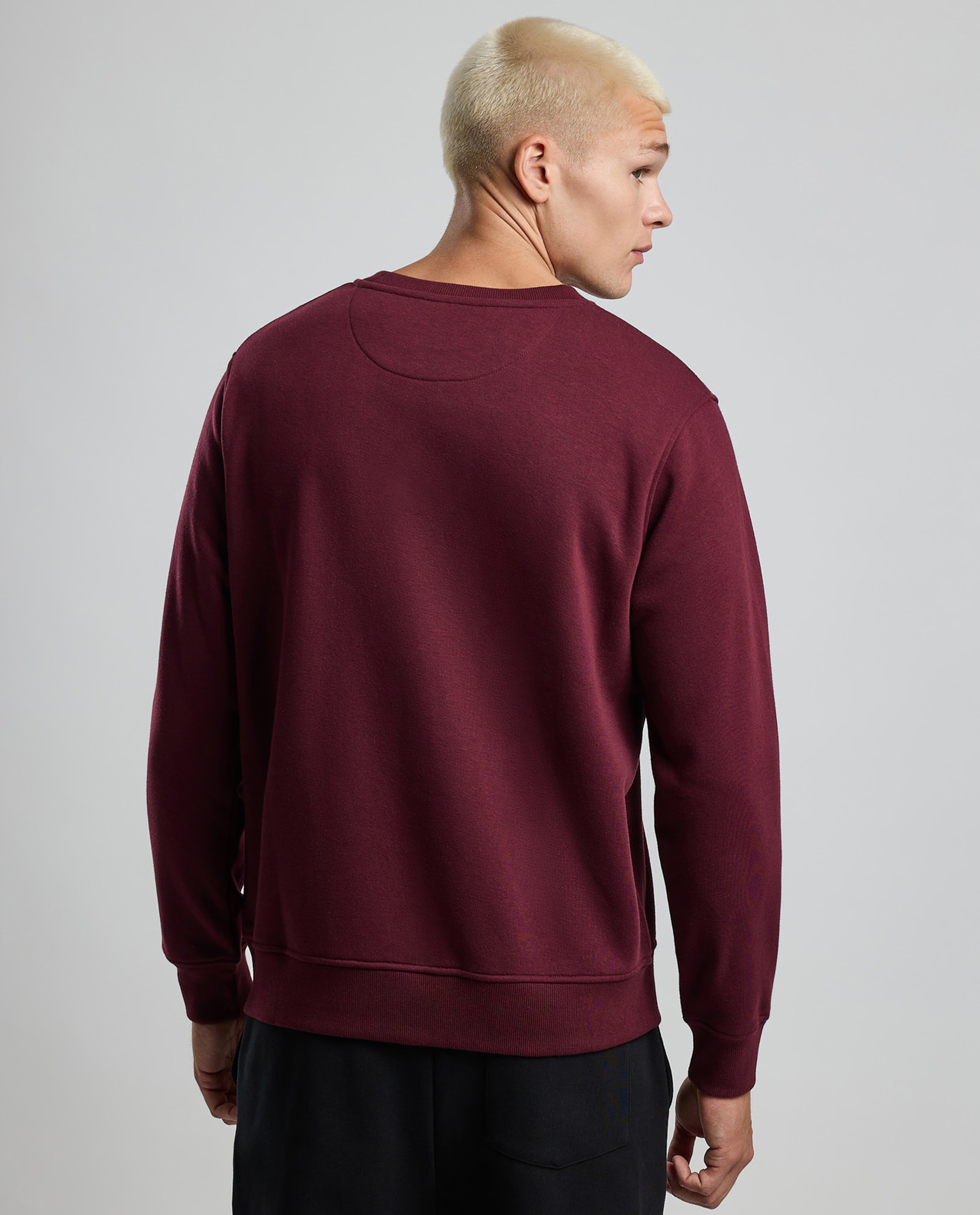 Typography Print Sweatshirt with Crew Neck and Long Sleeves