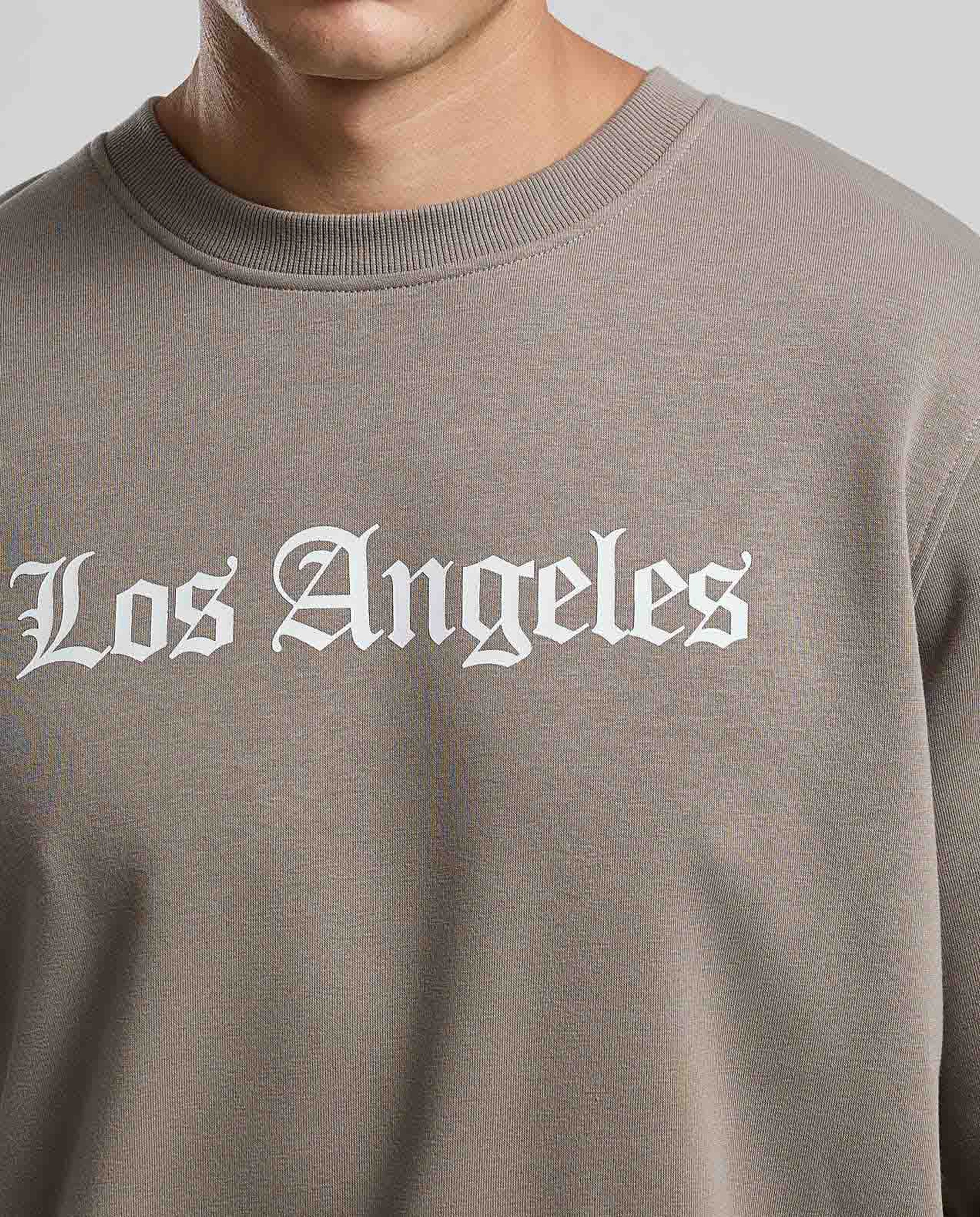 Typography Print Sweatshirt with Crew Neck and Long Sleeves