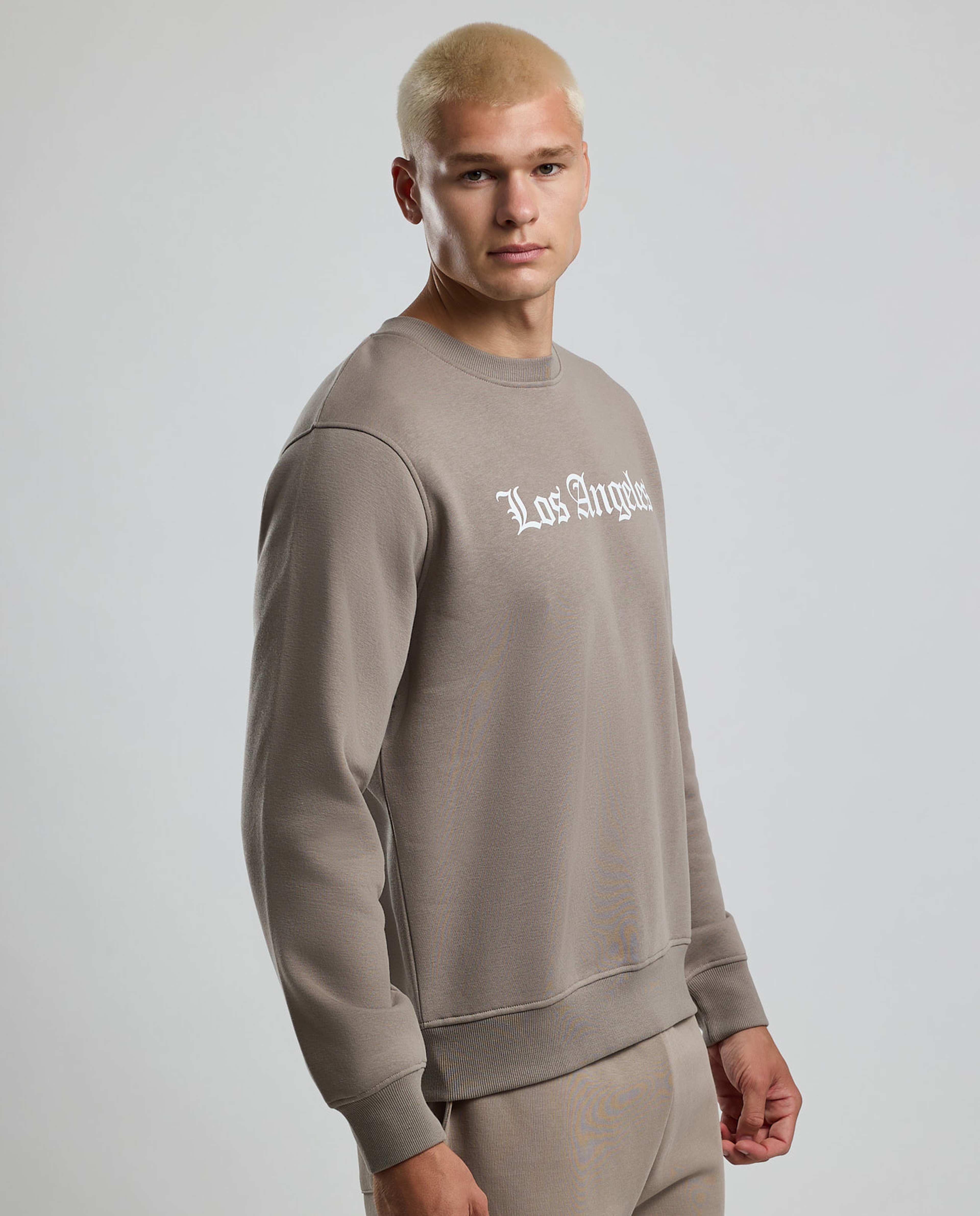 Typography Print Sweatshirt with Crew Neck and Long Sleeves