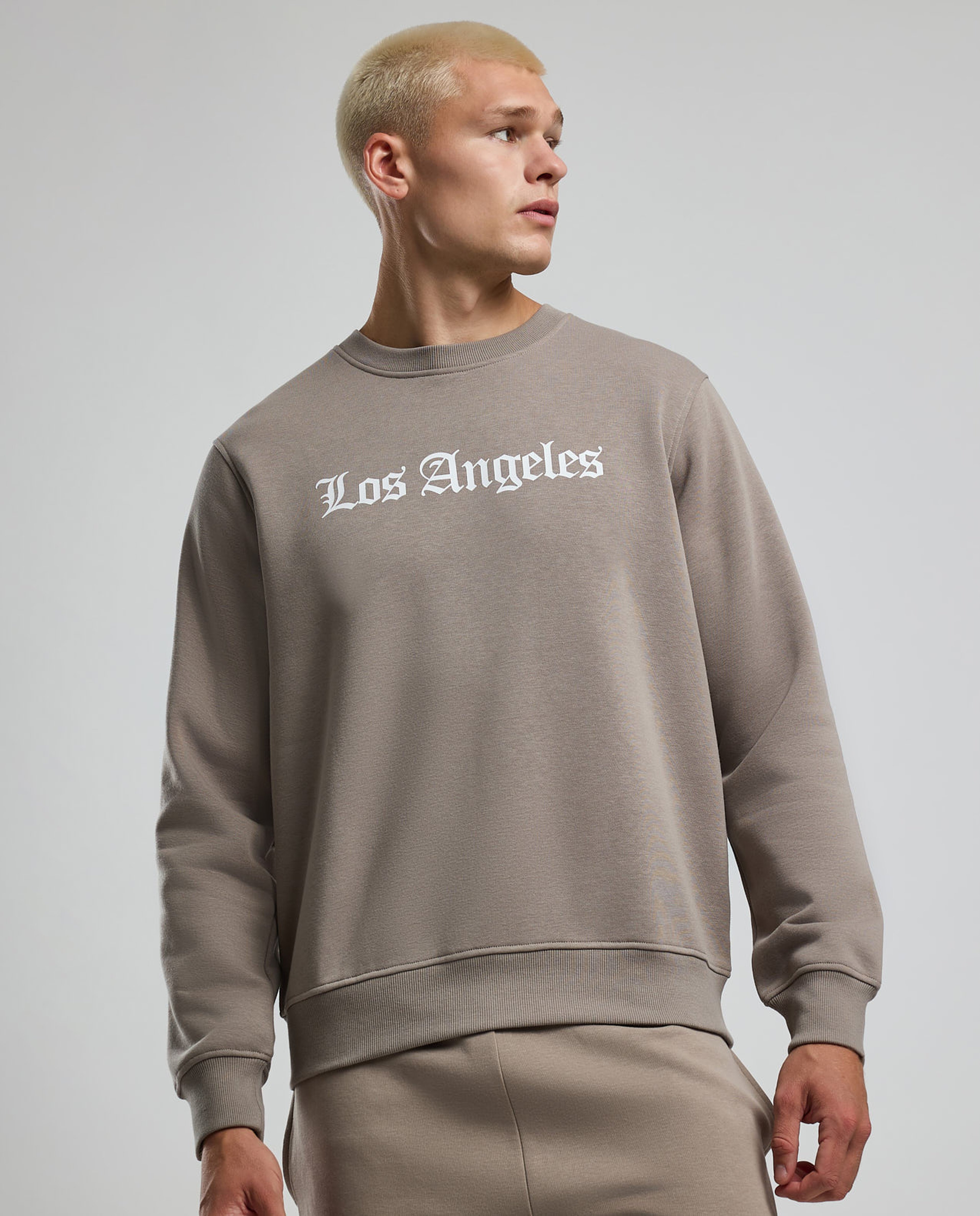Typography Print Sweatshirt with Crew Neck and Long Sleeves