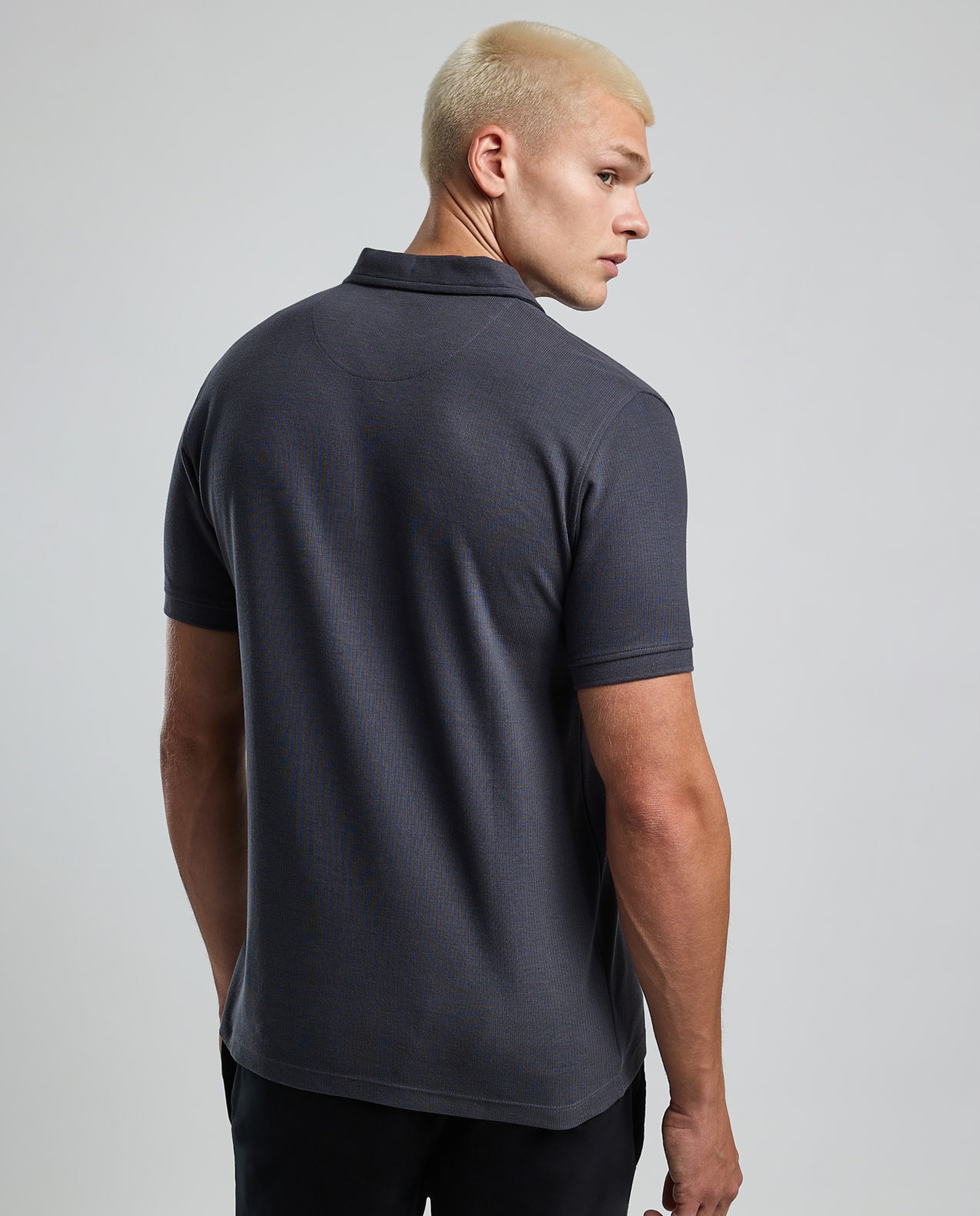 Ribbed Polo T-Shirt with Short Sleeves
