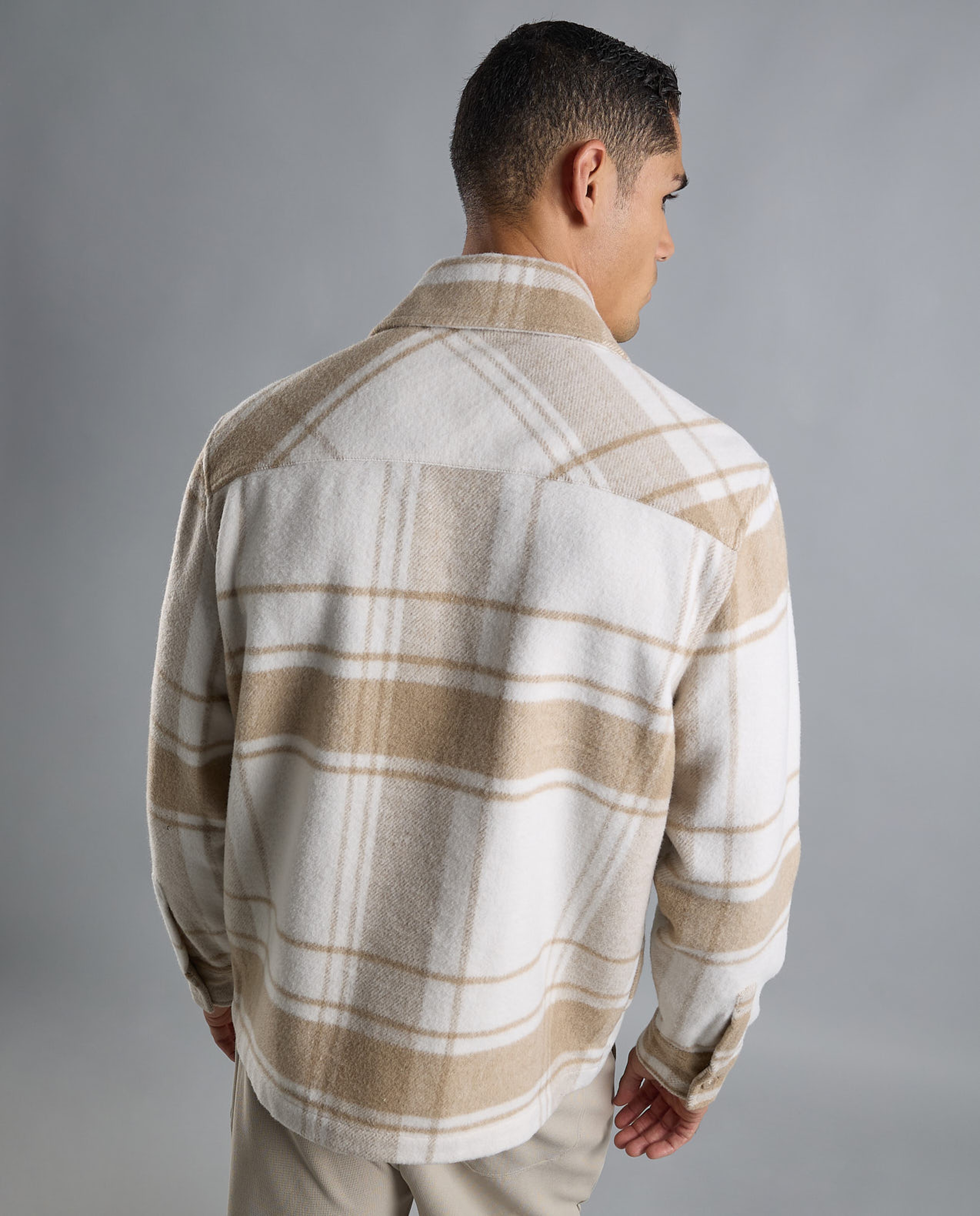 Plaid Shacket with Shirt Collar and Long Sleeves