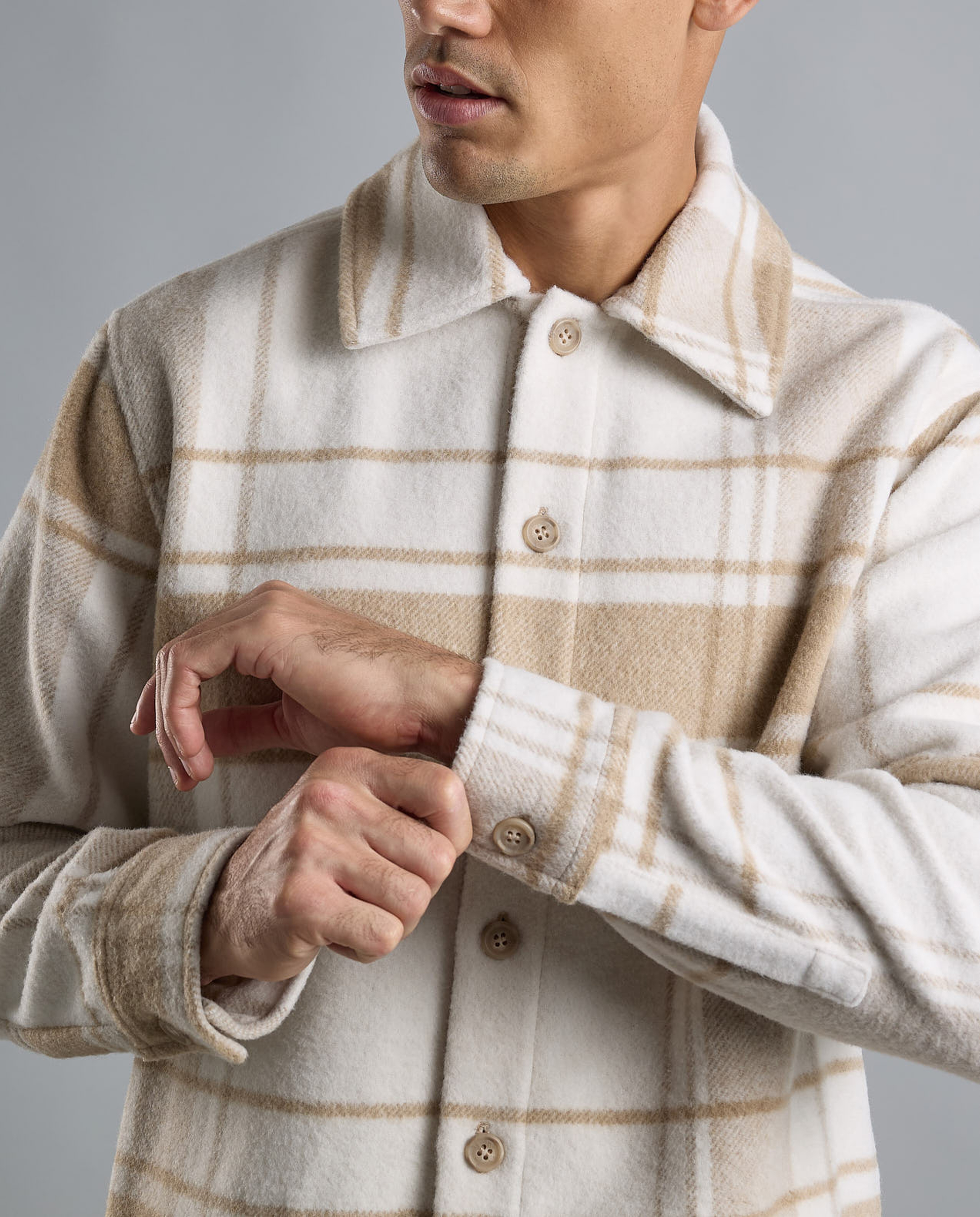 Plaid Shacket with Shirt Collar and Long Sleeves