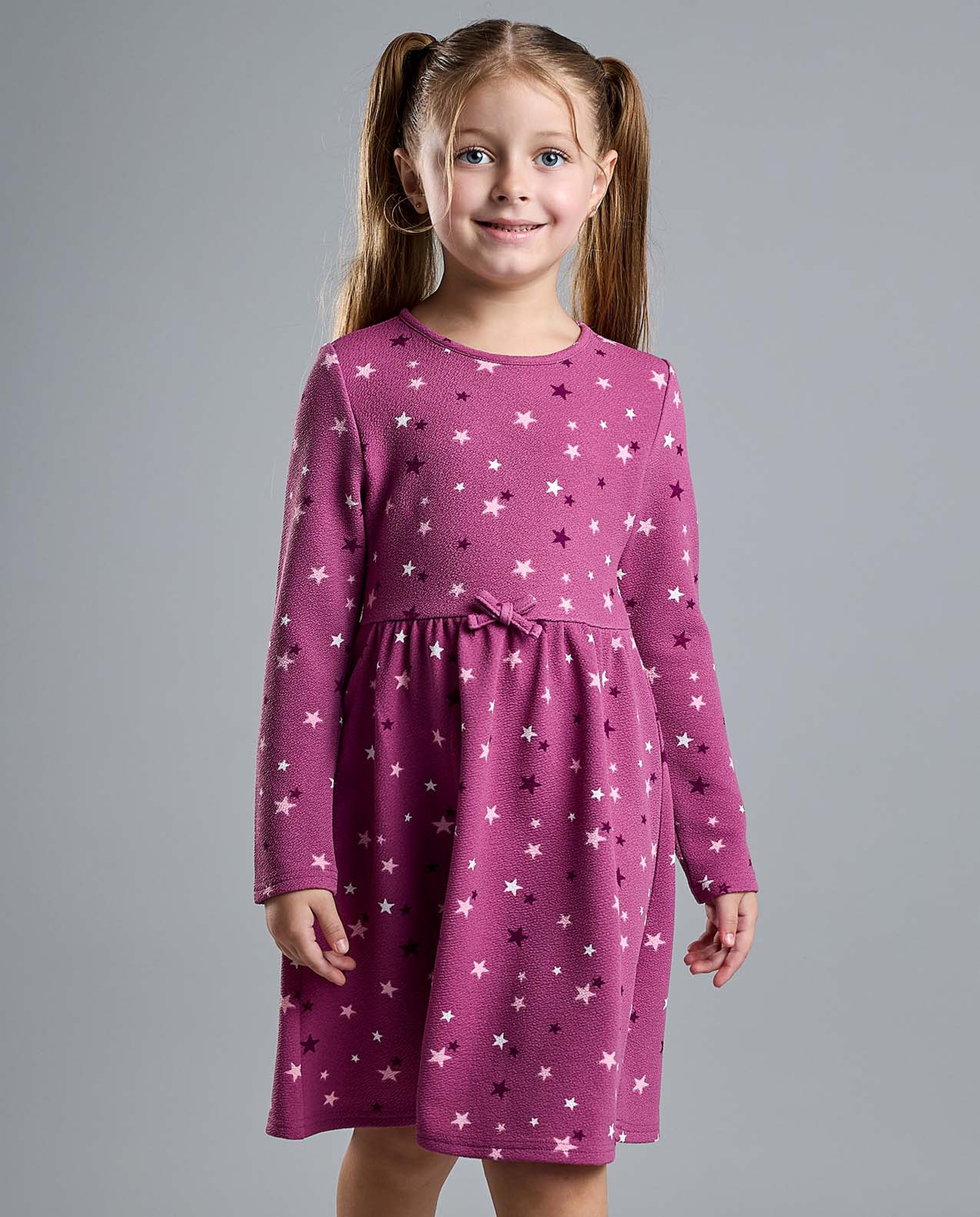 Printed Fit and Flare Dress with Puff Sleeves