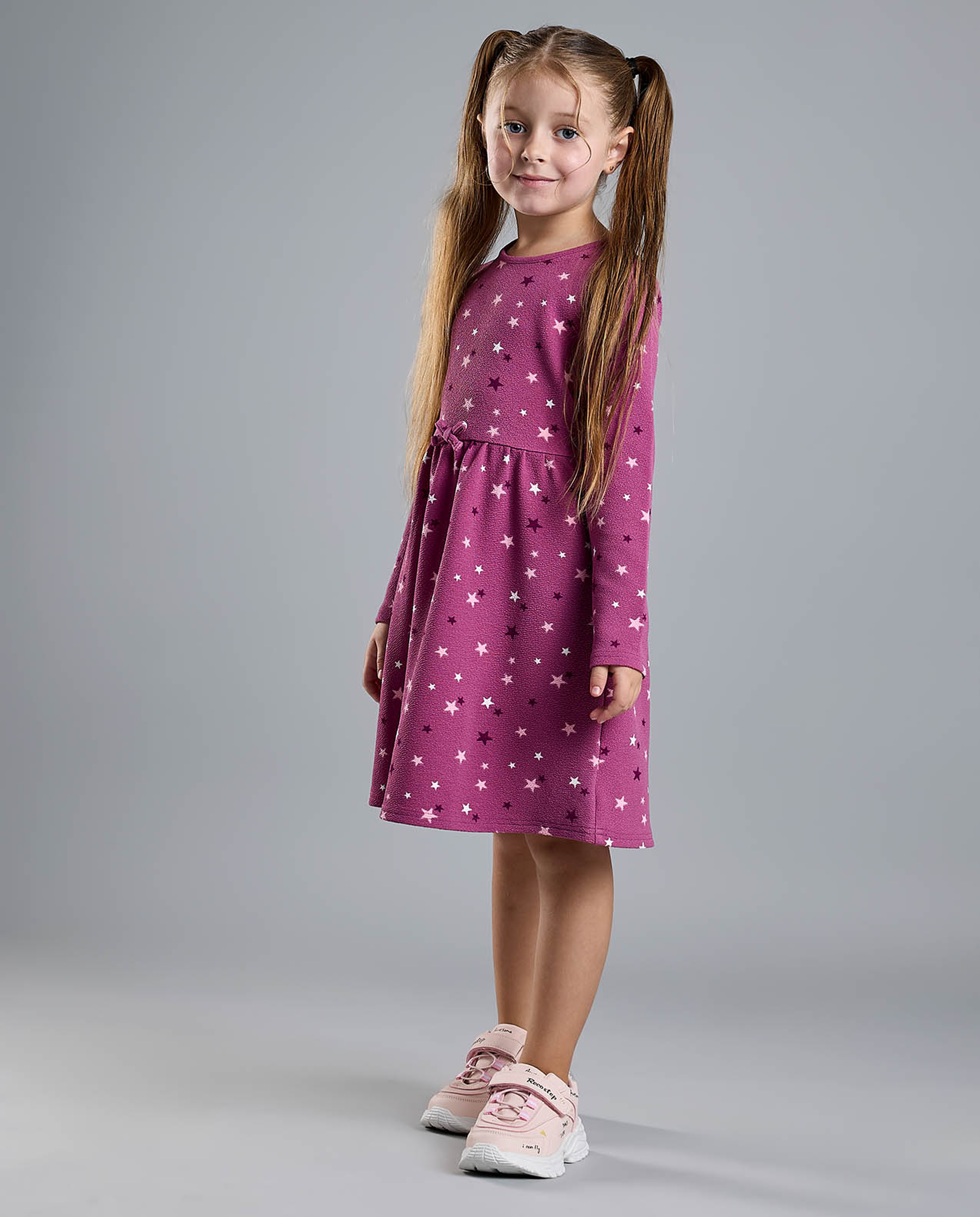 Printed Fit and Flare Dress with Puff Sleeves