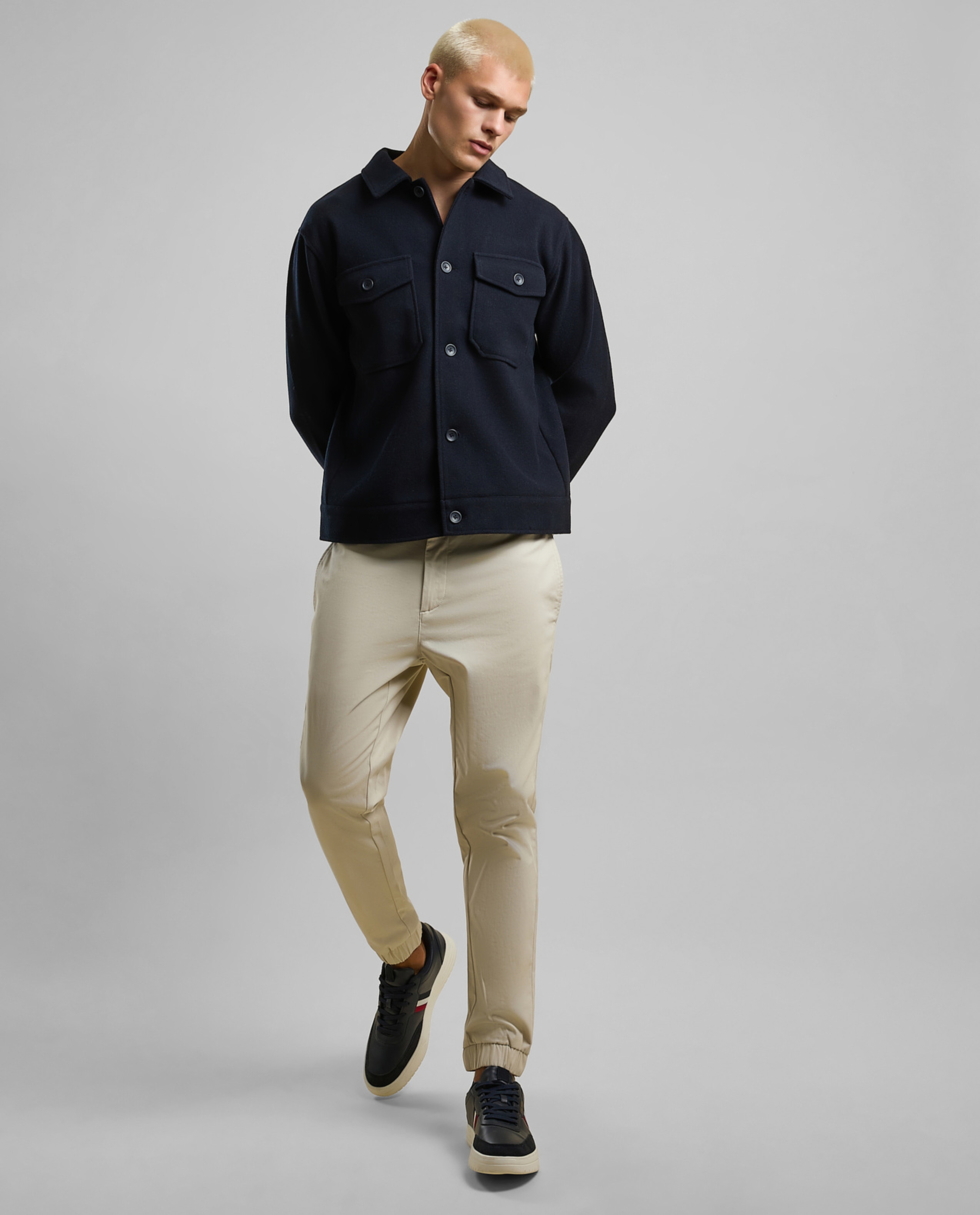 Solid Shacket with Shirt Collar and Long Sleeves