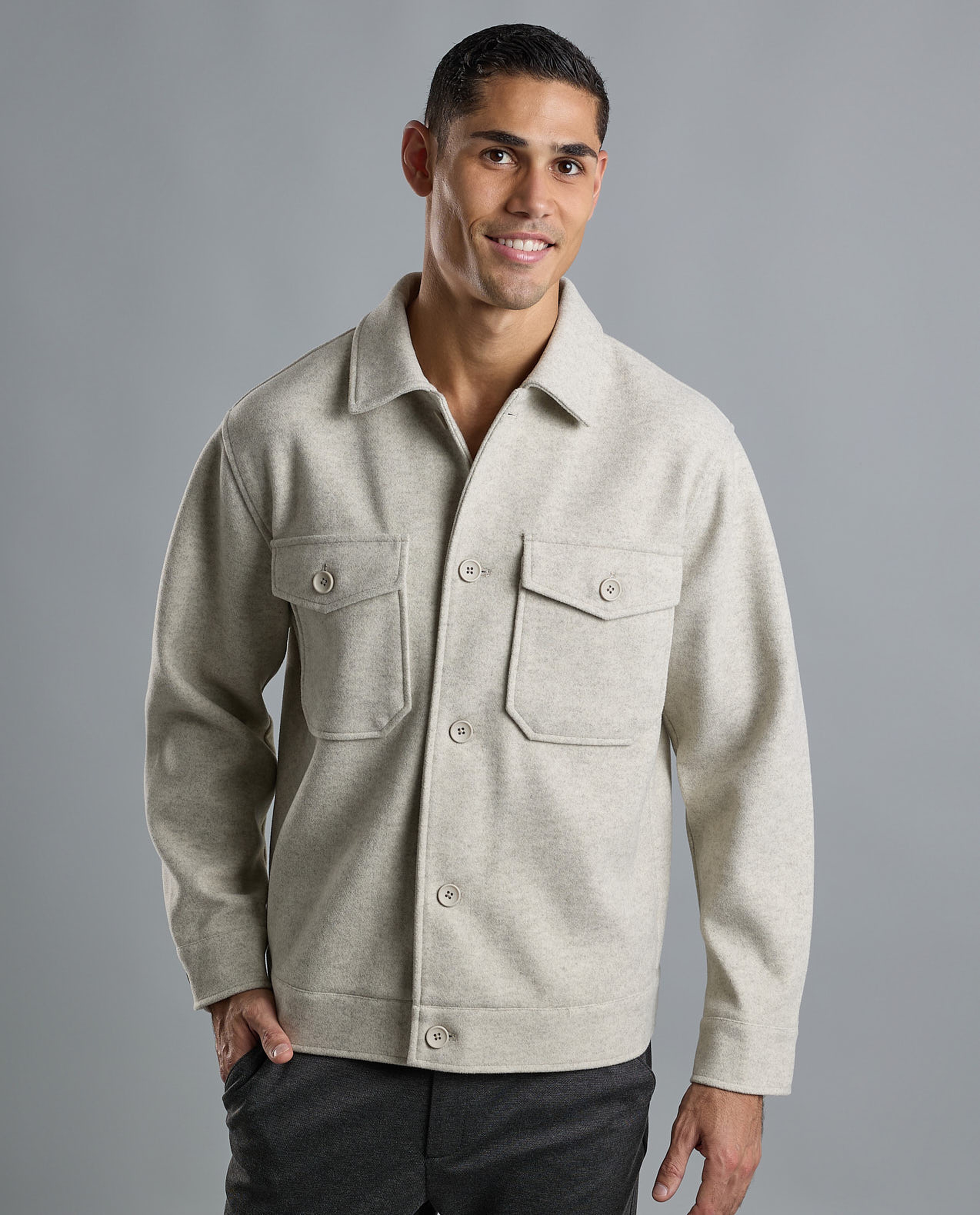 Solid Shacket with Shirt Collar and Long Sleeves