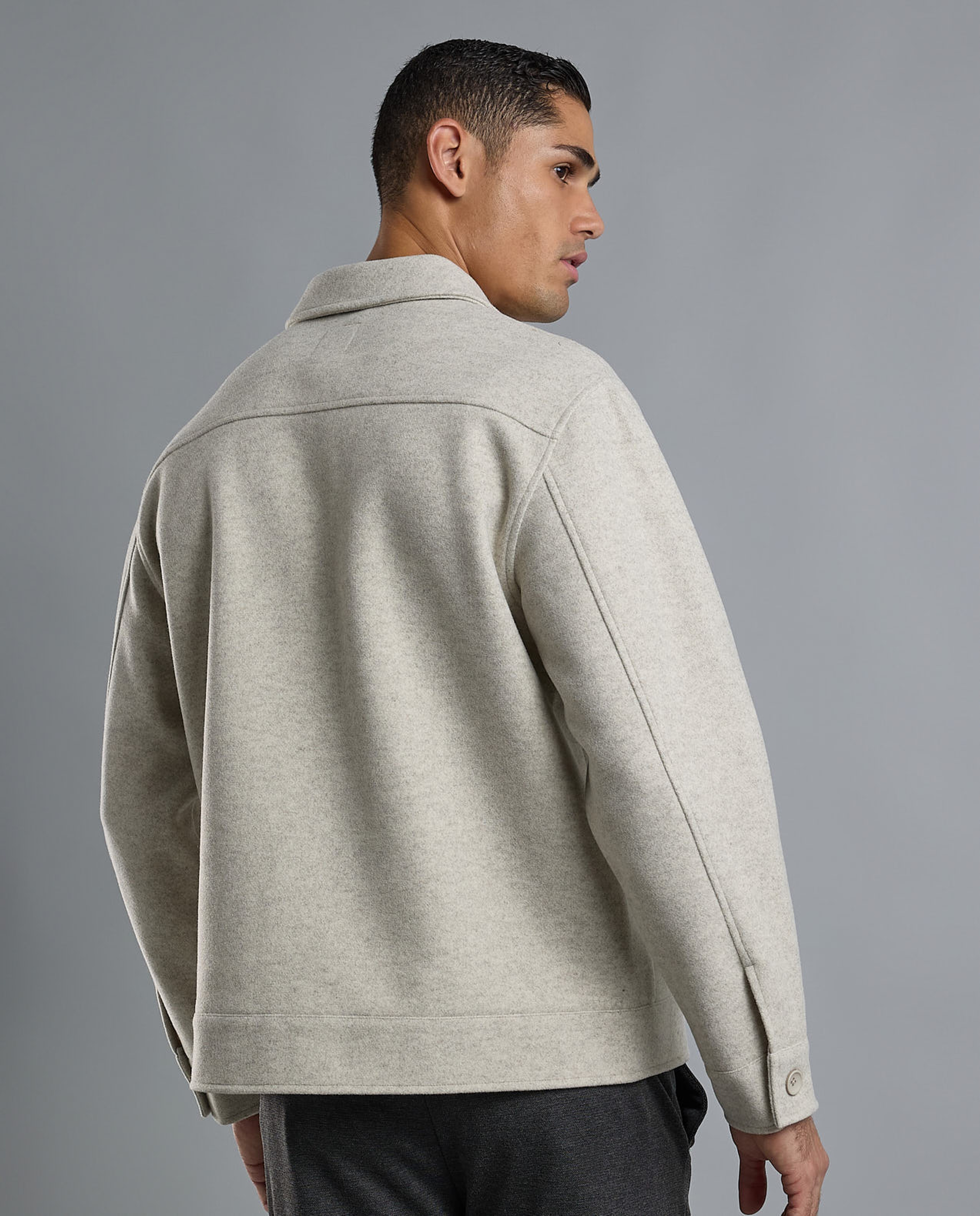 Solid Shacket with Shirt Collar and Long Sleeves