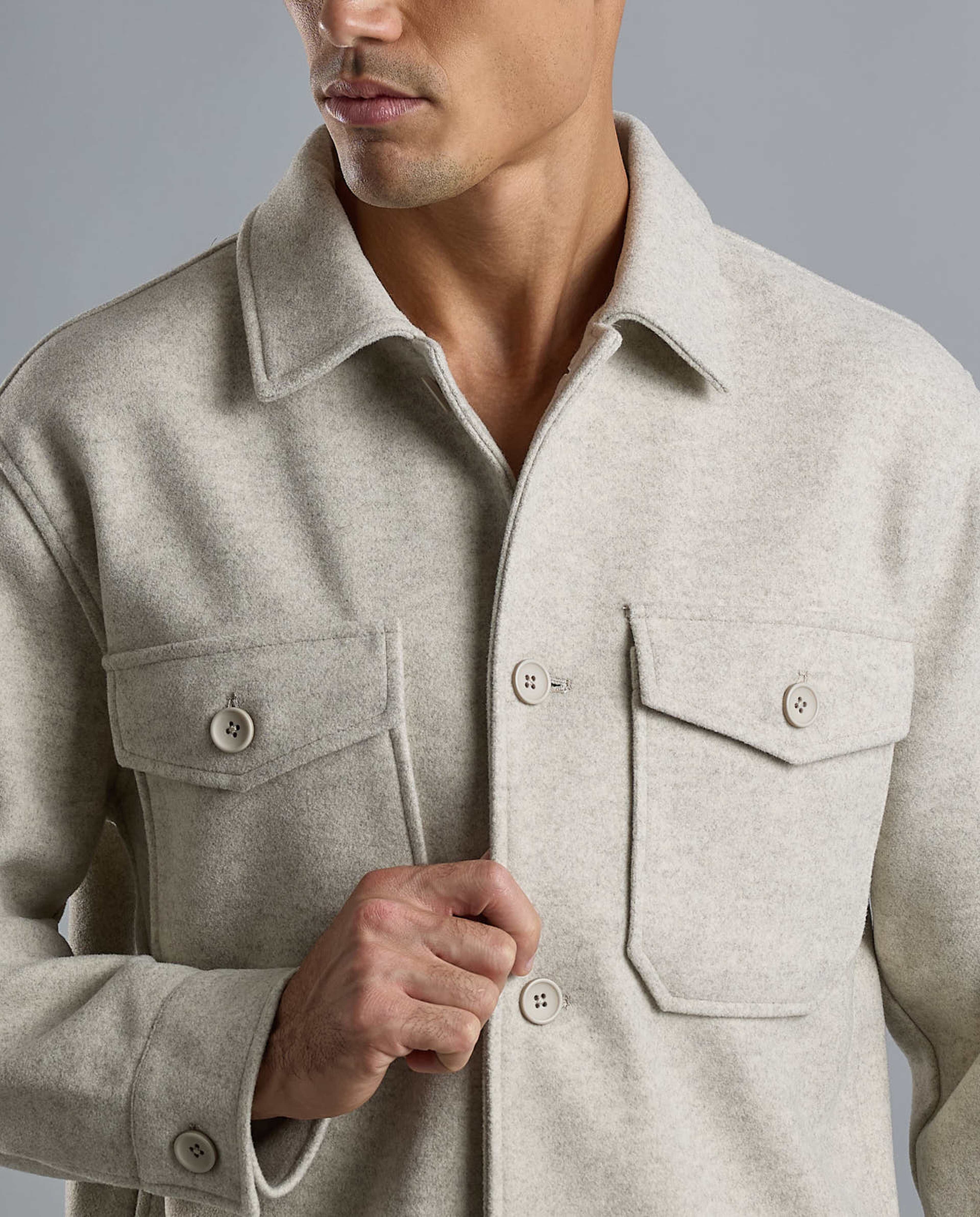 Solid Shacket with Shirt Collar and Long Sleeves