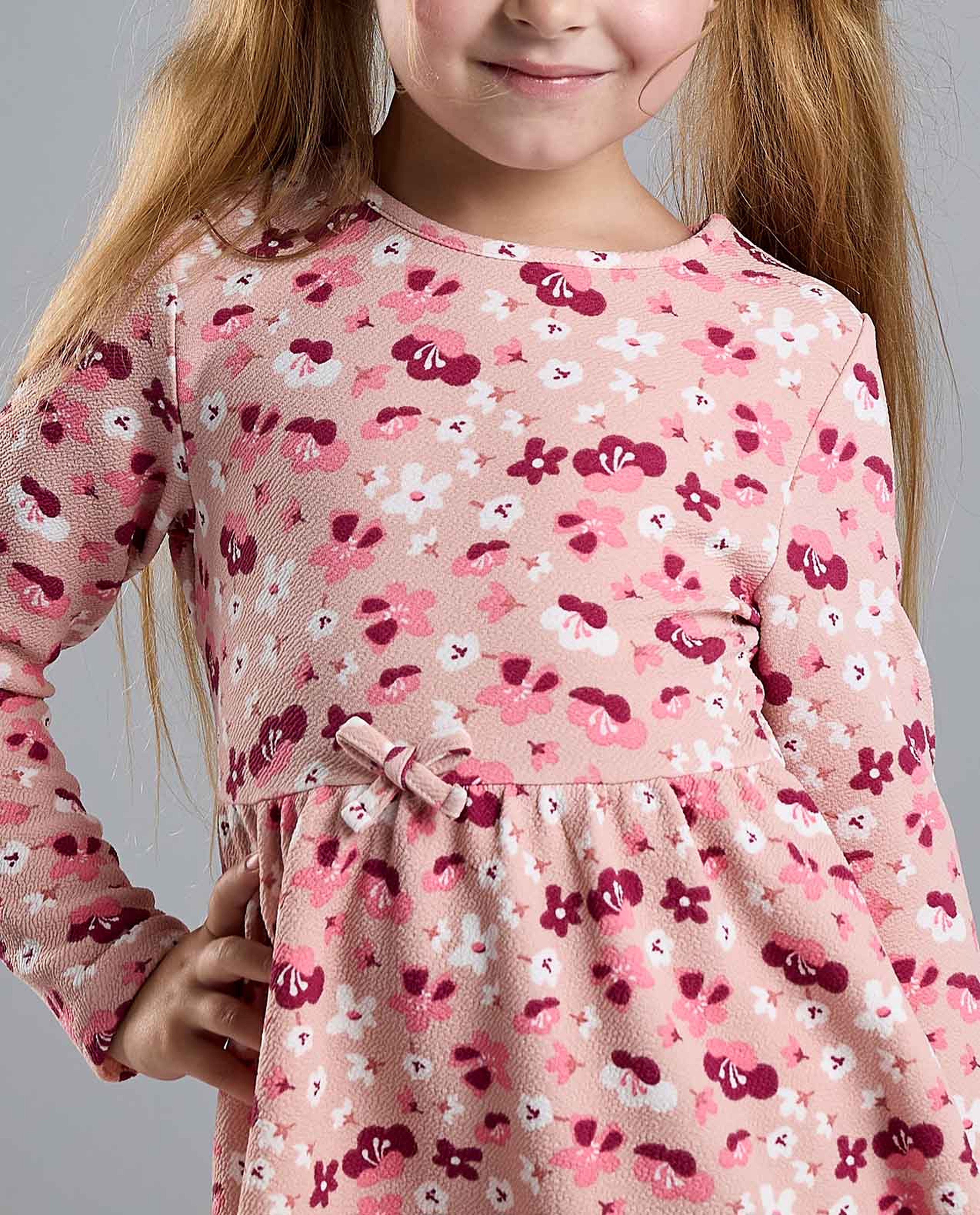 Printed Fit and Flare Dress with Puff Sleeves