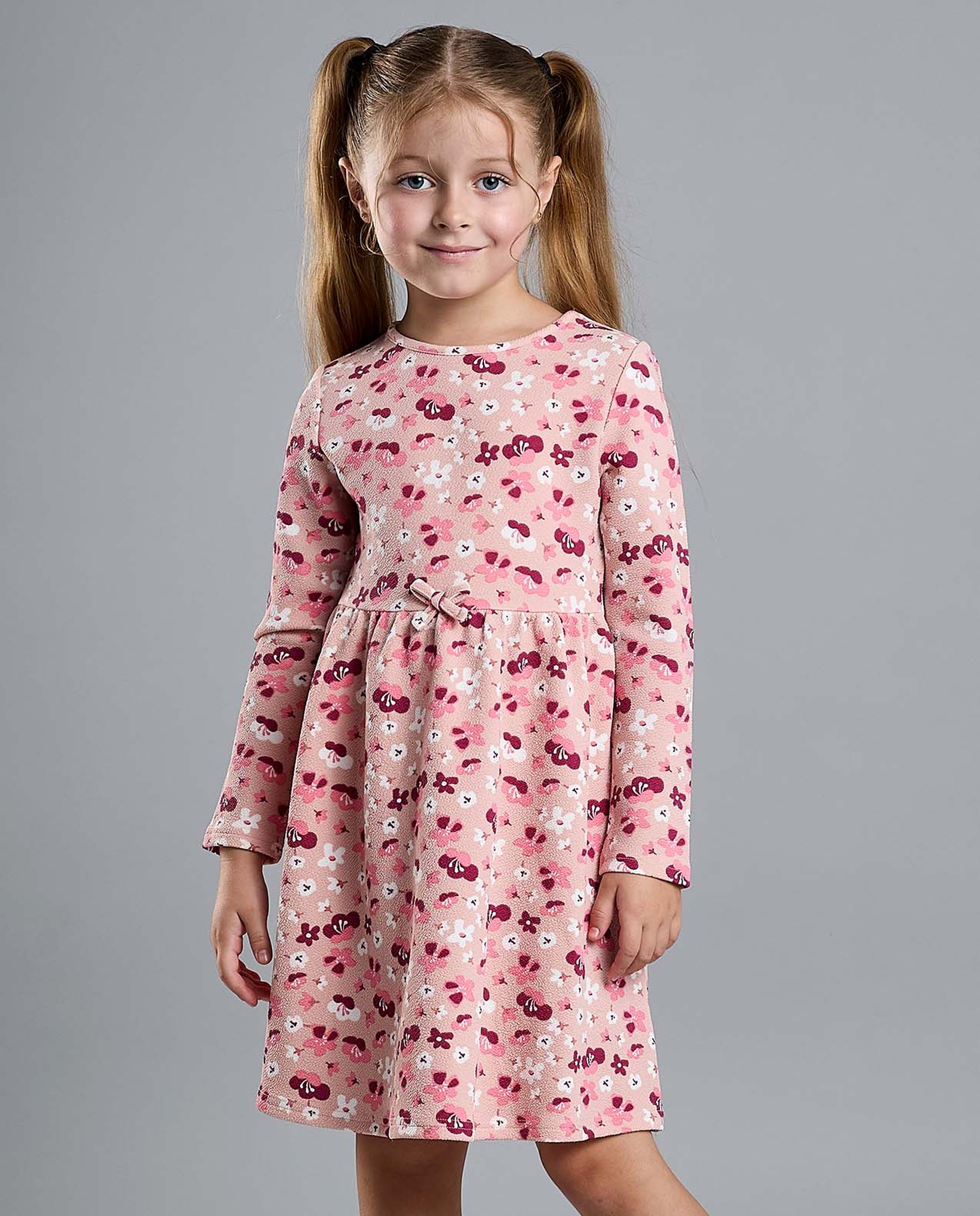 Printed Fit and Flare Dress with Puff Sleeves