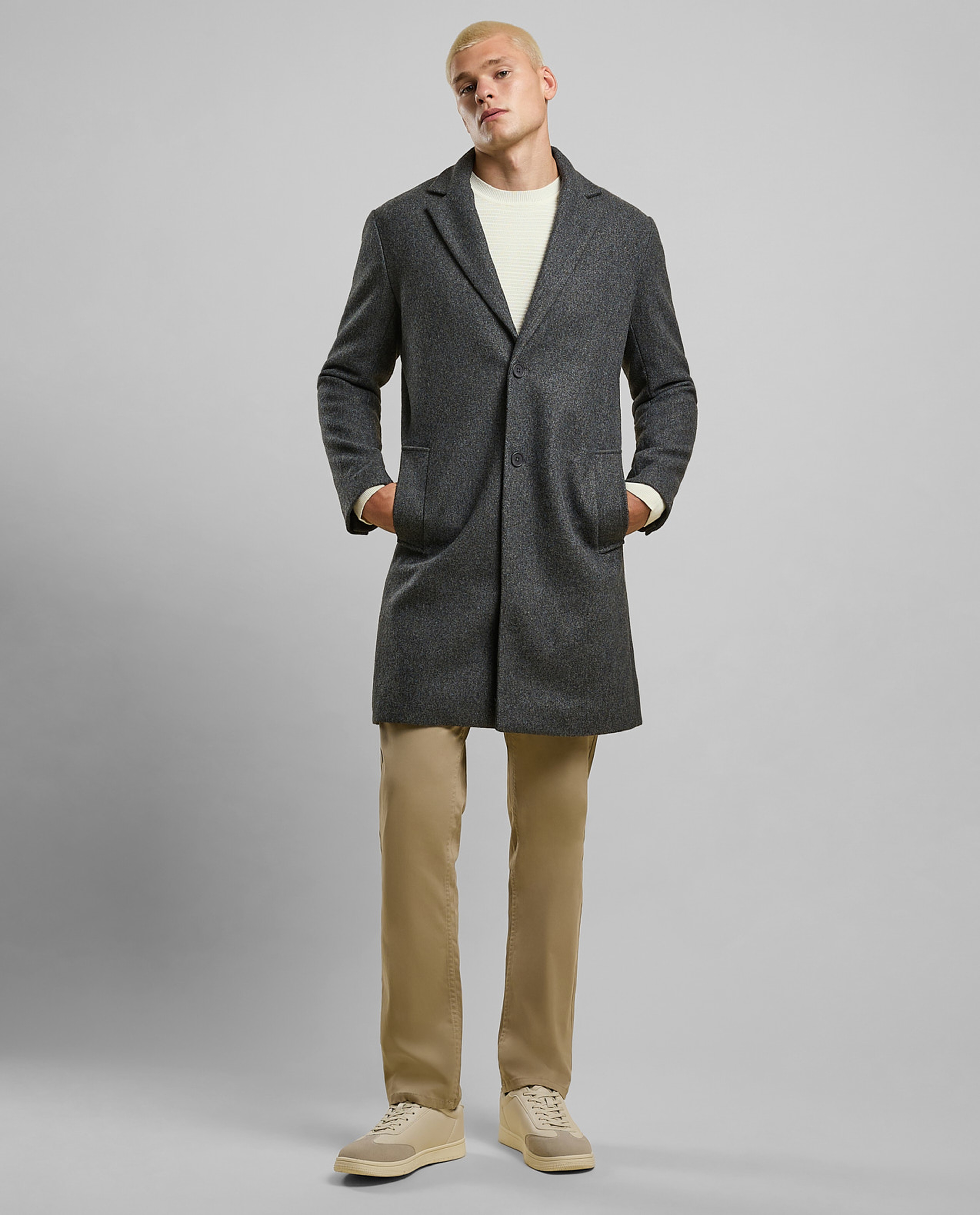 Solid Overcoat with Button Closure