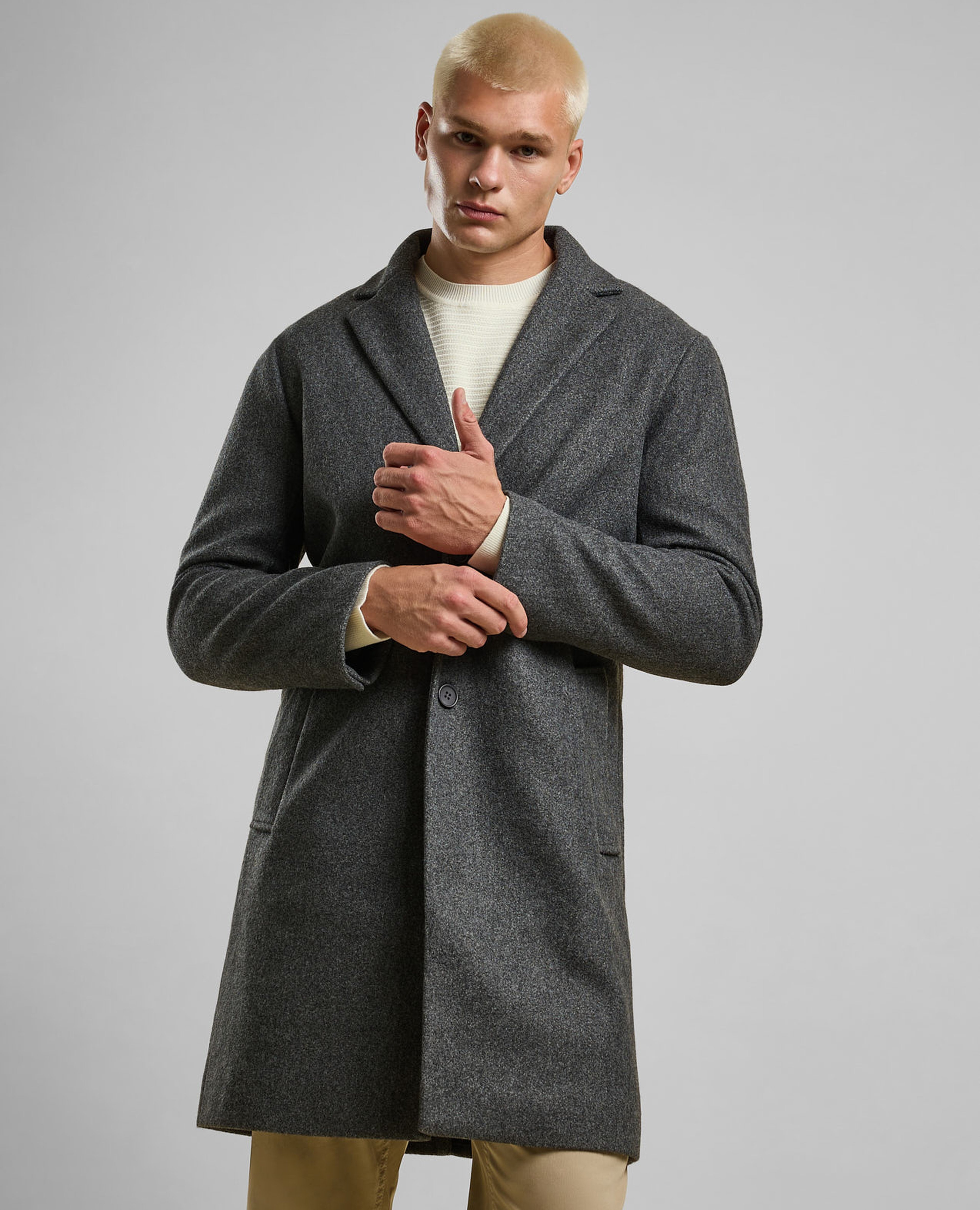 Solid Overcoat with Button Closure