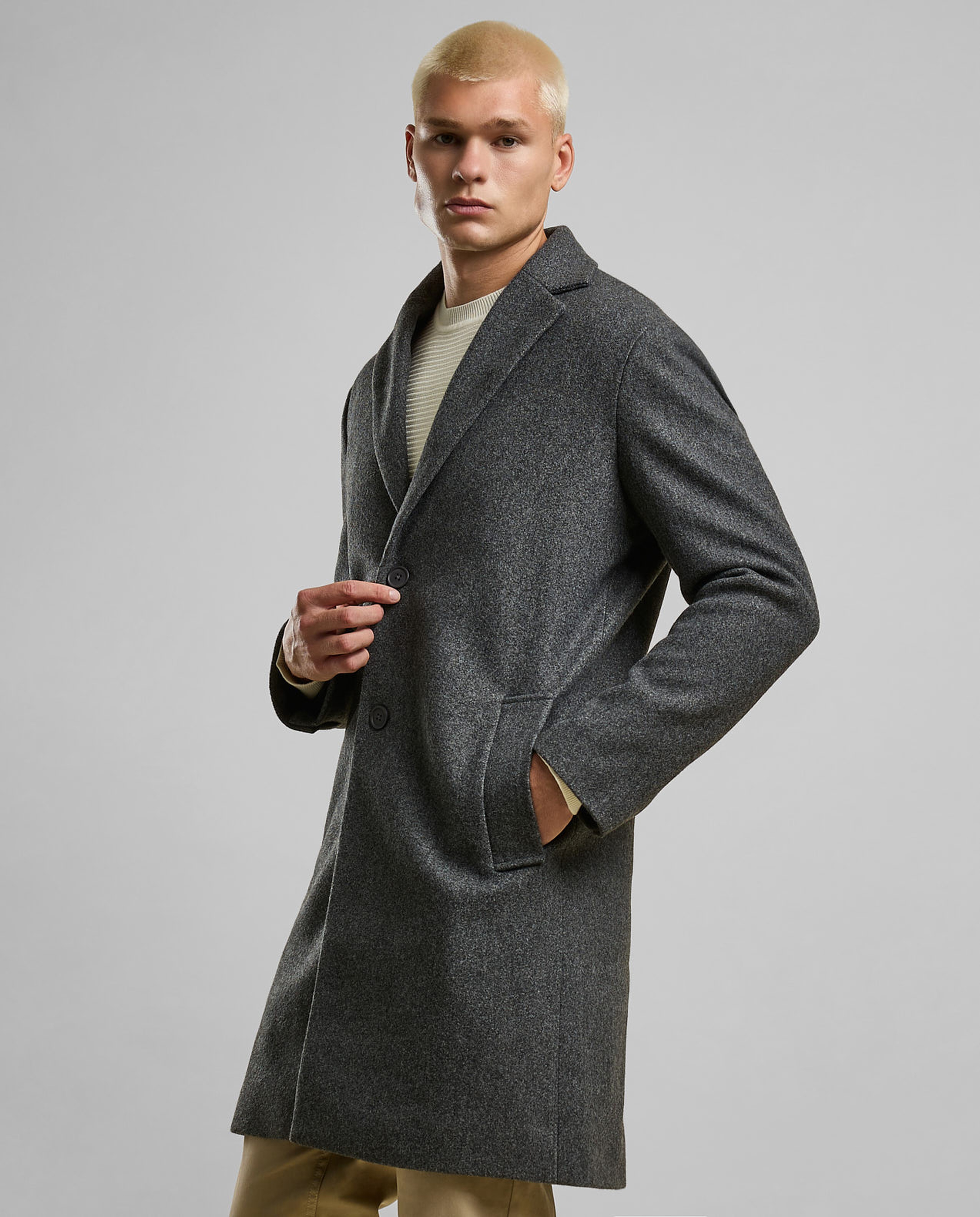 Solid Overcoat with Button Closure