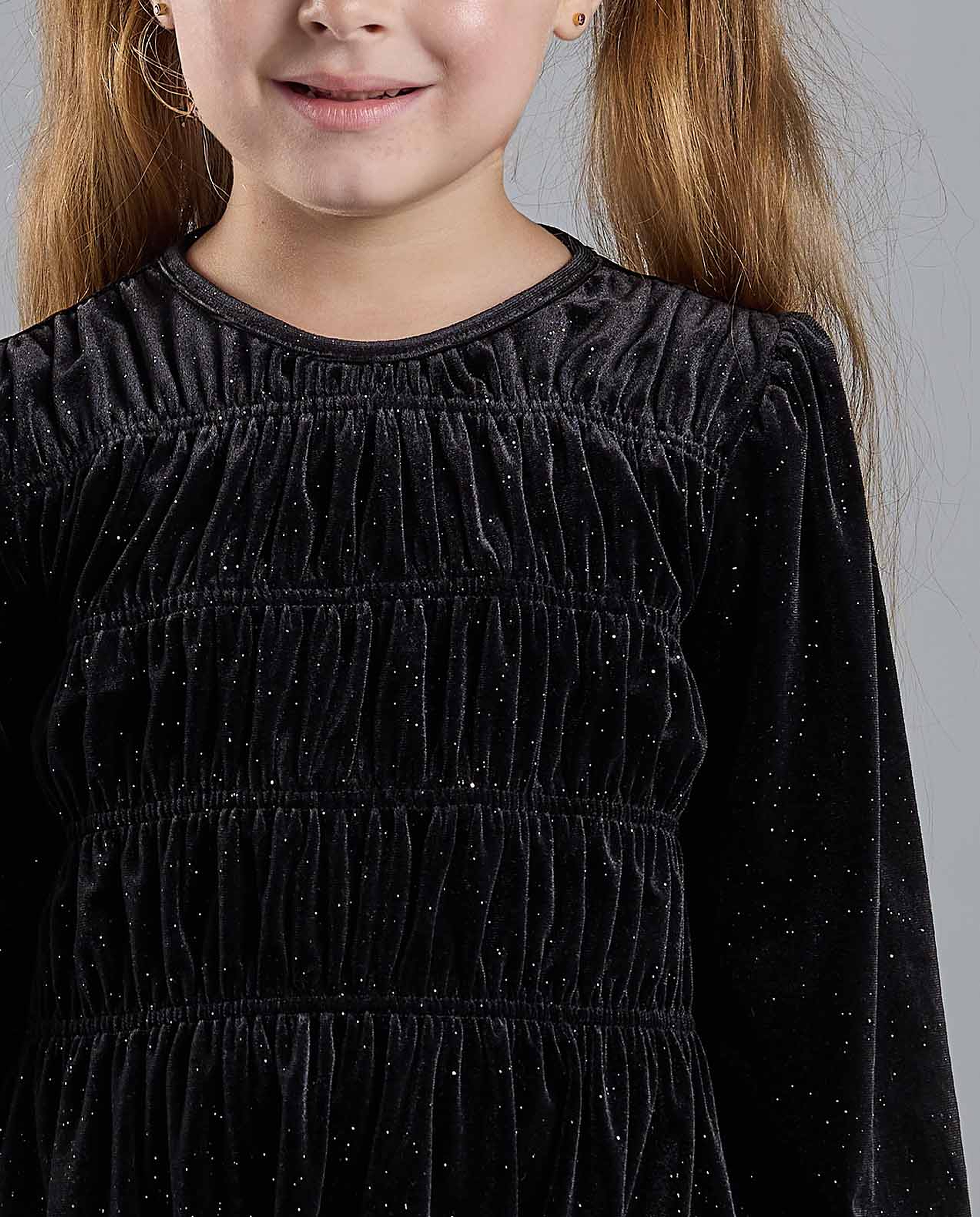 Smocked Fit and Flare Dress with Puff Sleeves