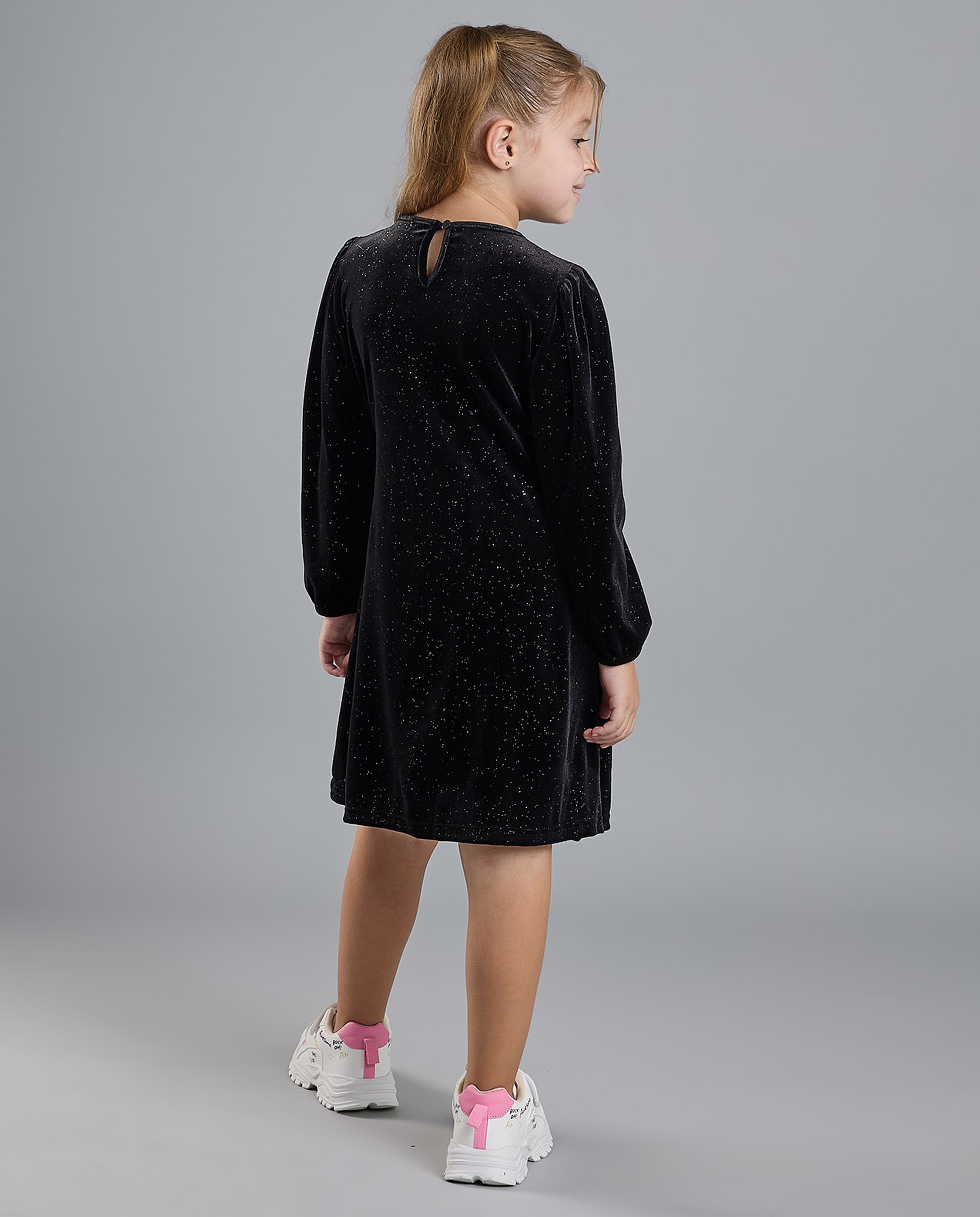 Smocked Fit and Flare Dress with Puff Sleeves