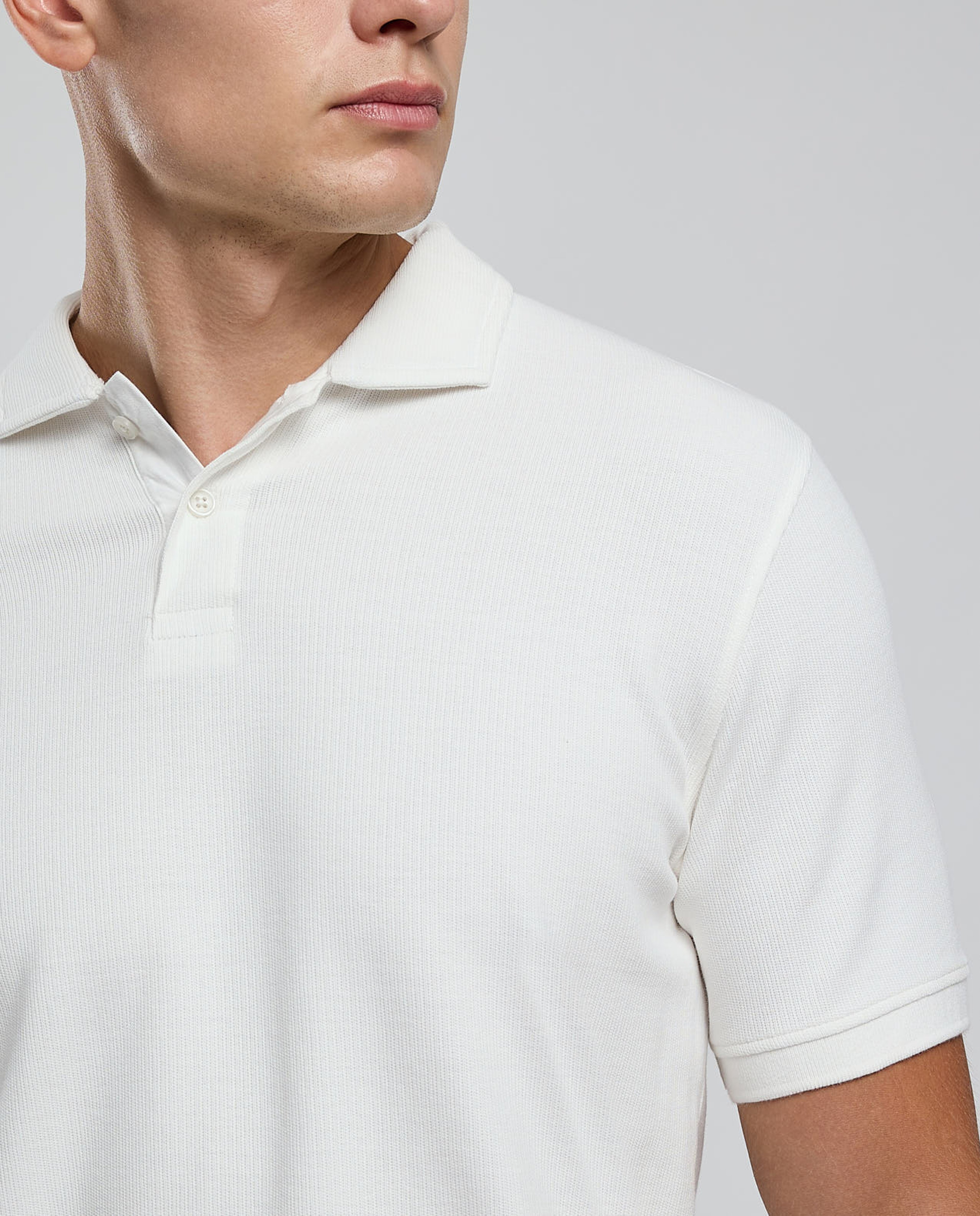 Ribbed Polo T-Shirt with Short Sleeves