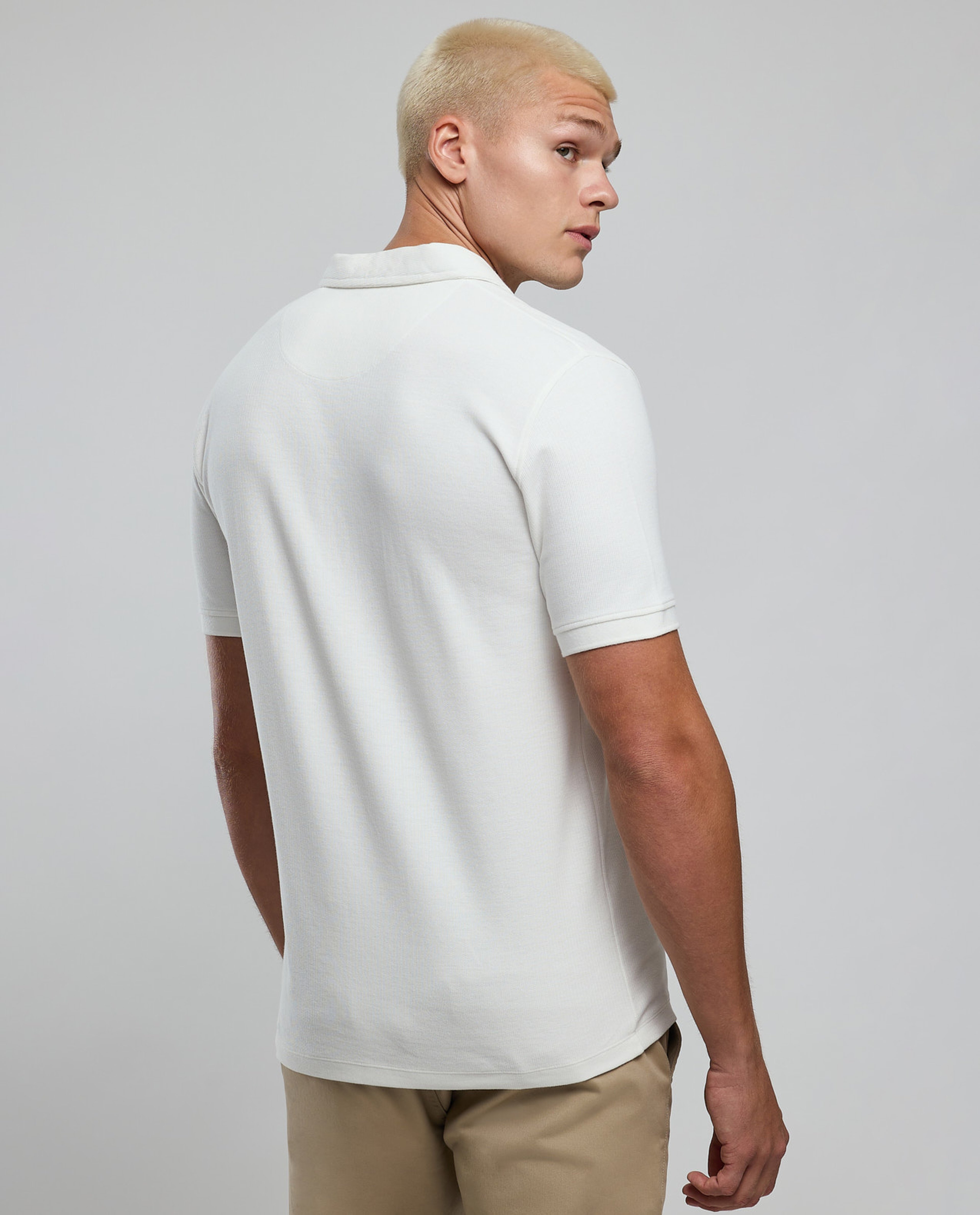 Ribbed Polo T-Shirt with Short Sleeves