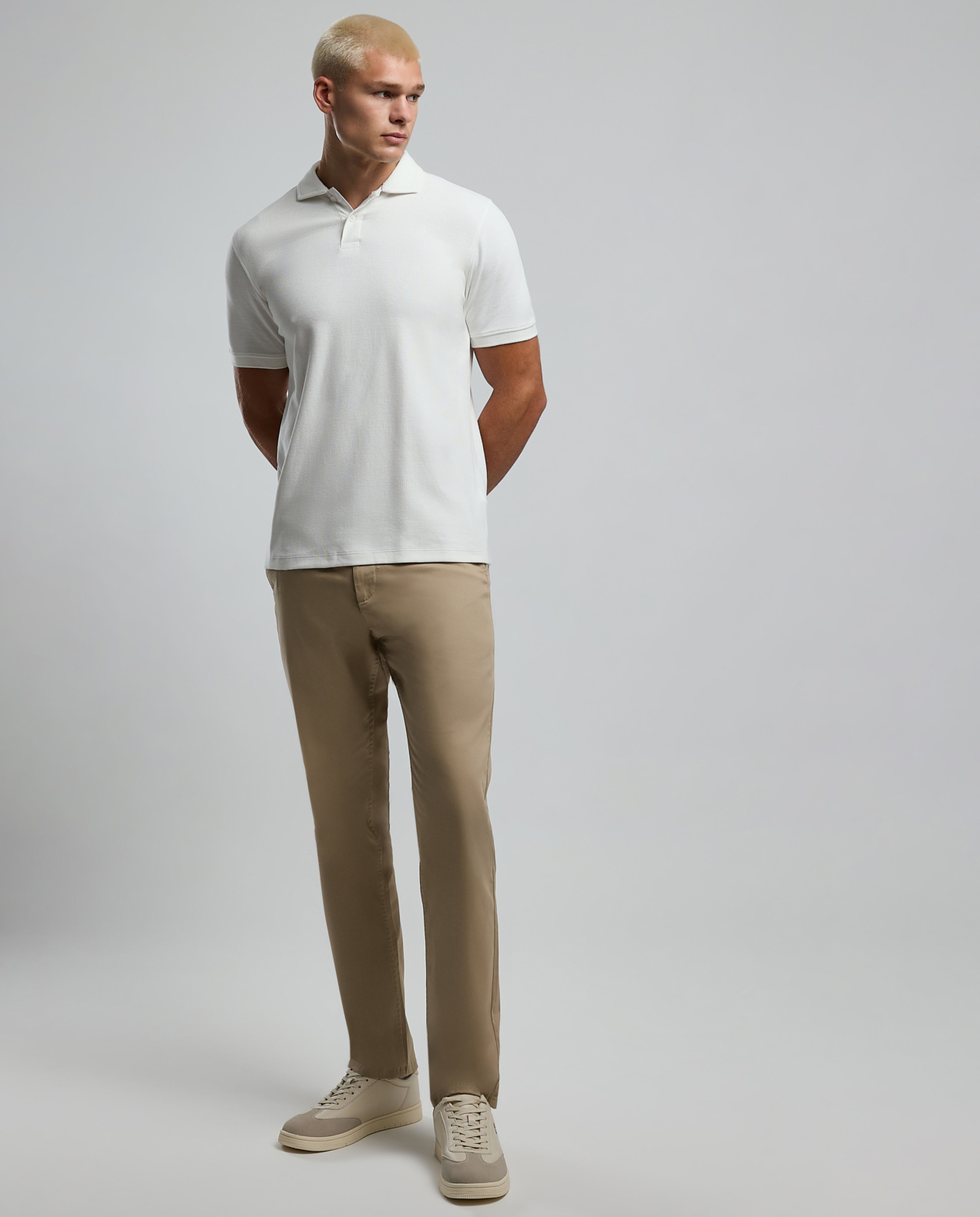 Ribbed Polo T-Shirt with Short Sleeves