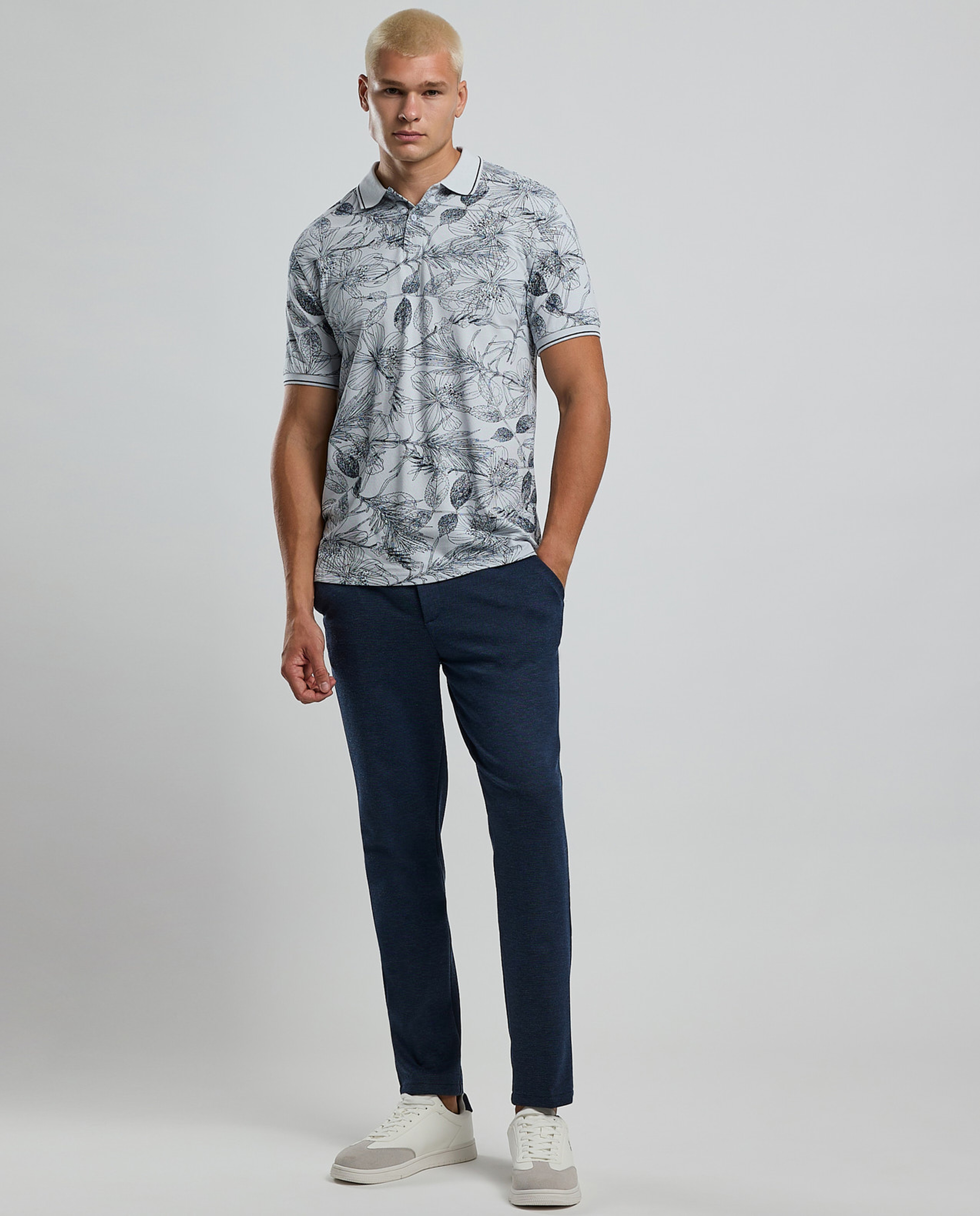 Printed Polo T-Shirt with Short Sleeves