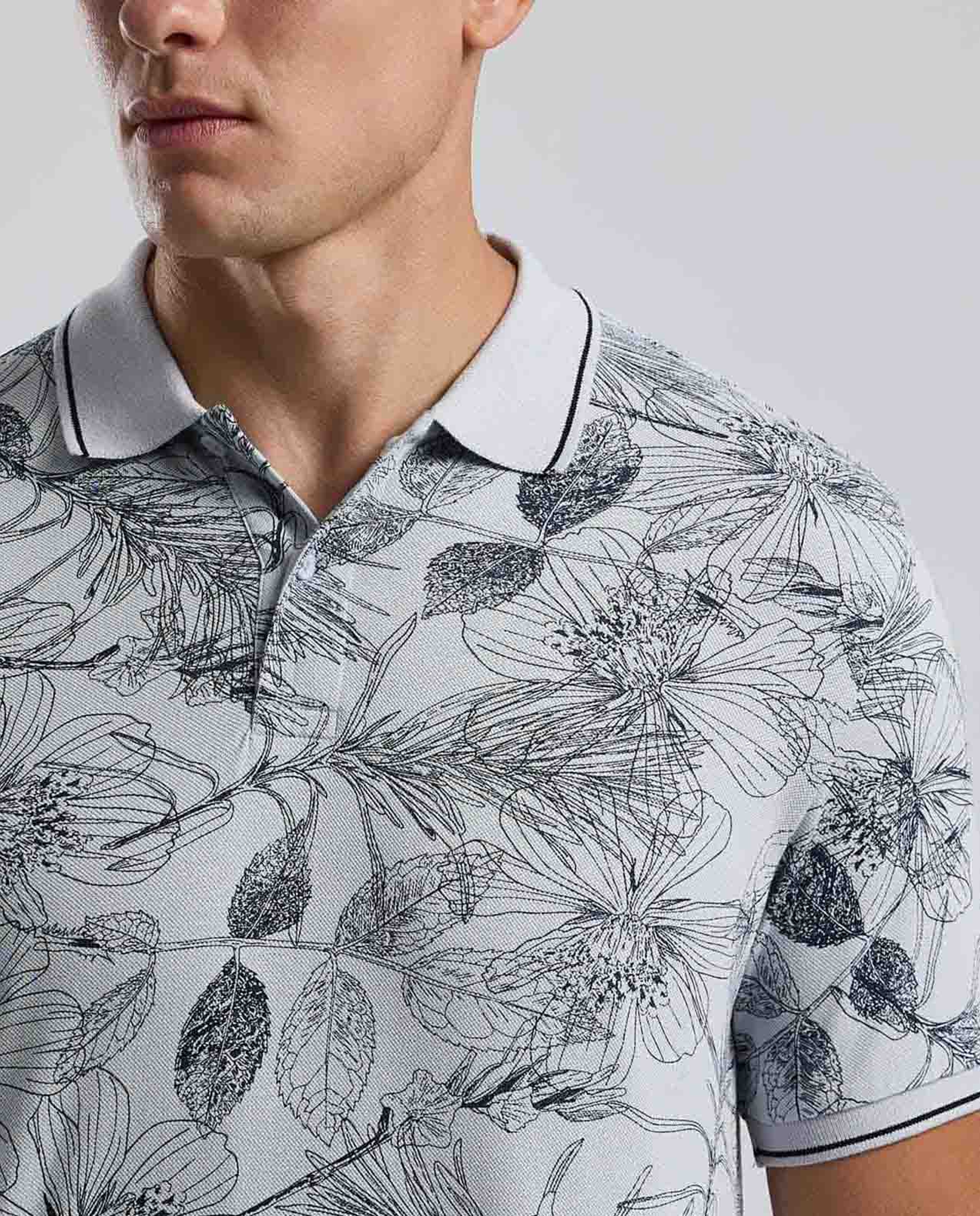 Printed Polo T-Shirt with Short Sleeves