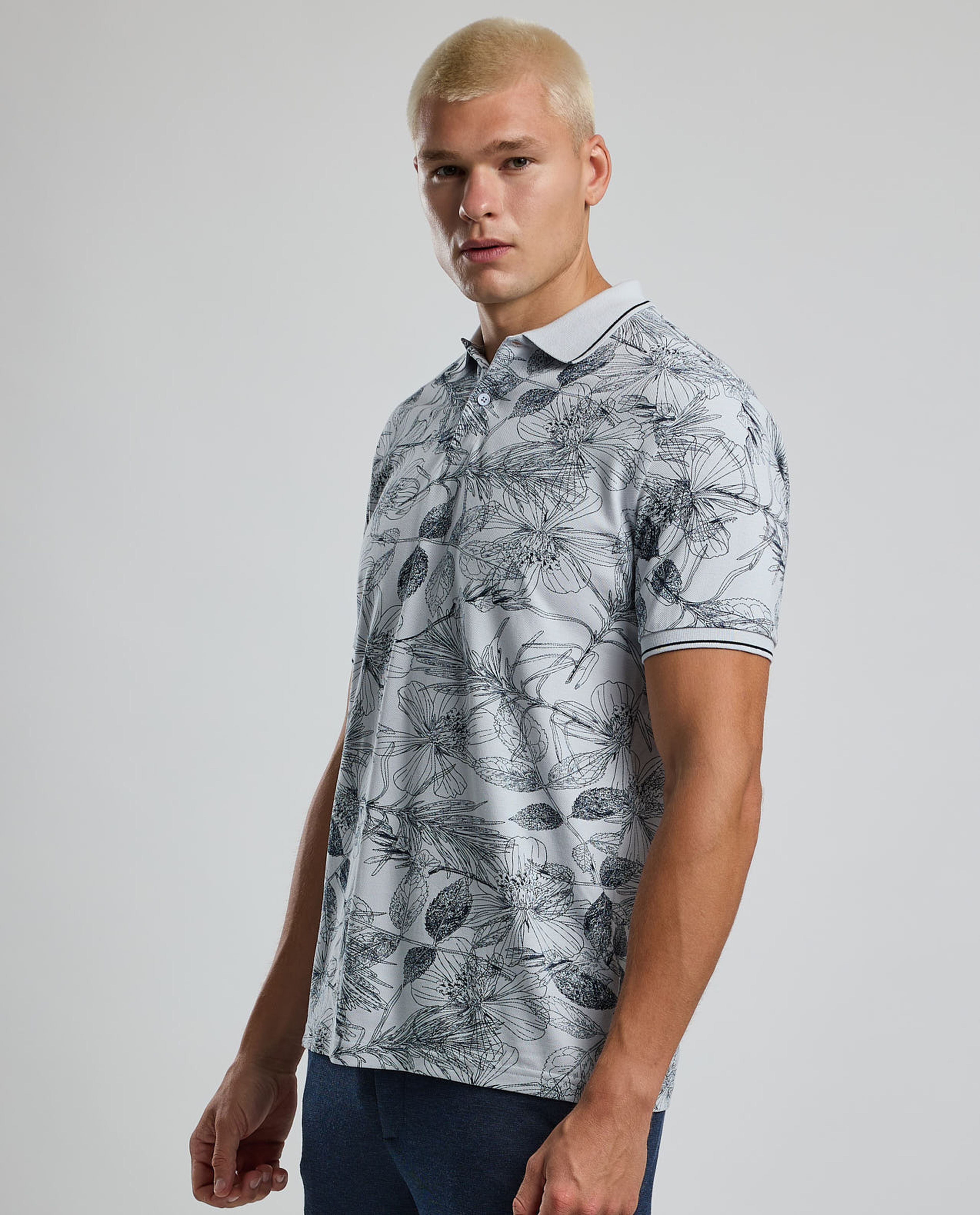 Printed Polo T-Shirt with Short Sleeves