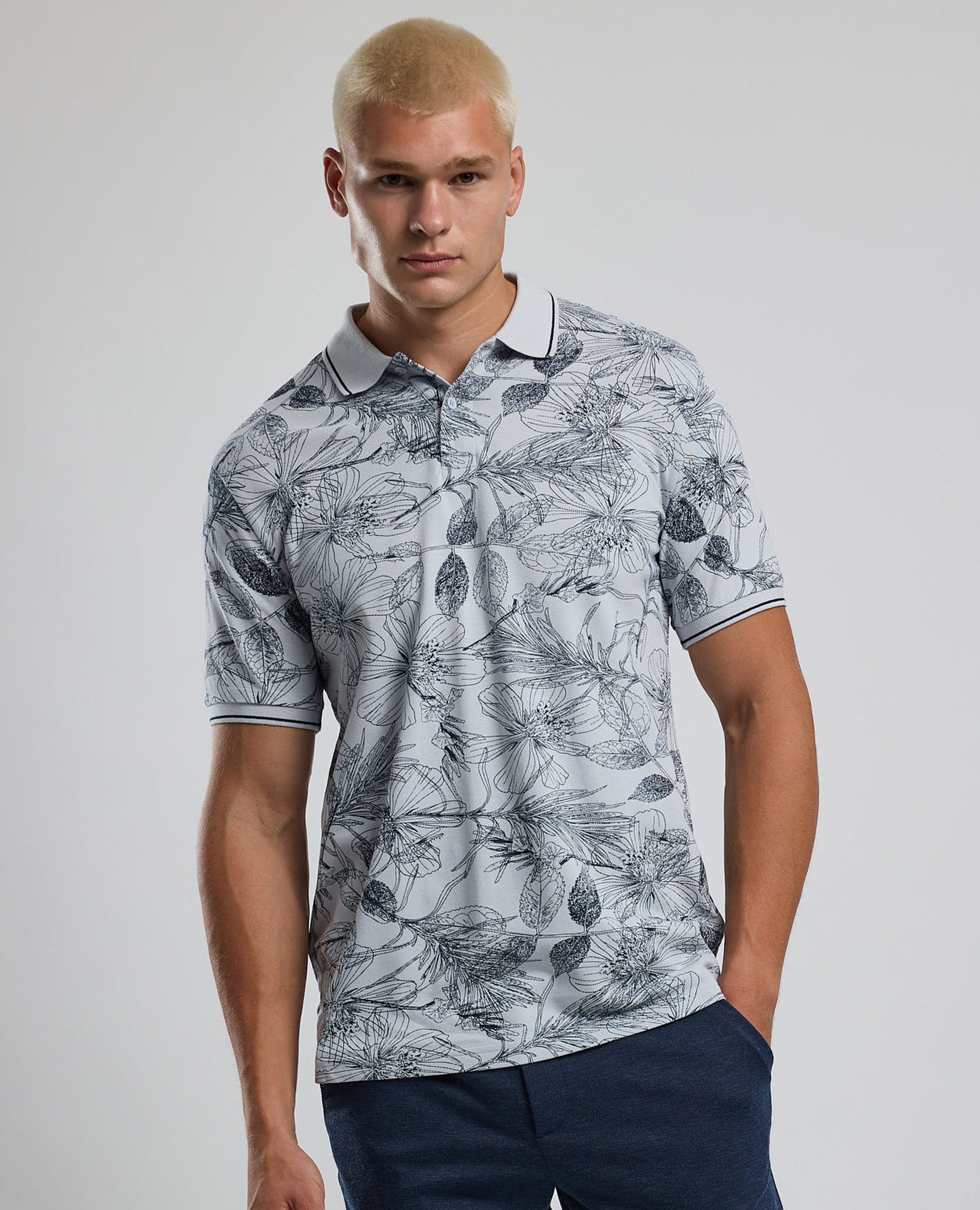 Printed Polo T-Shirt with Short Sleeves