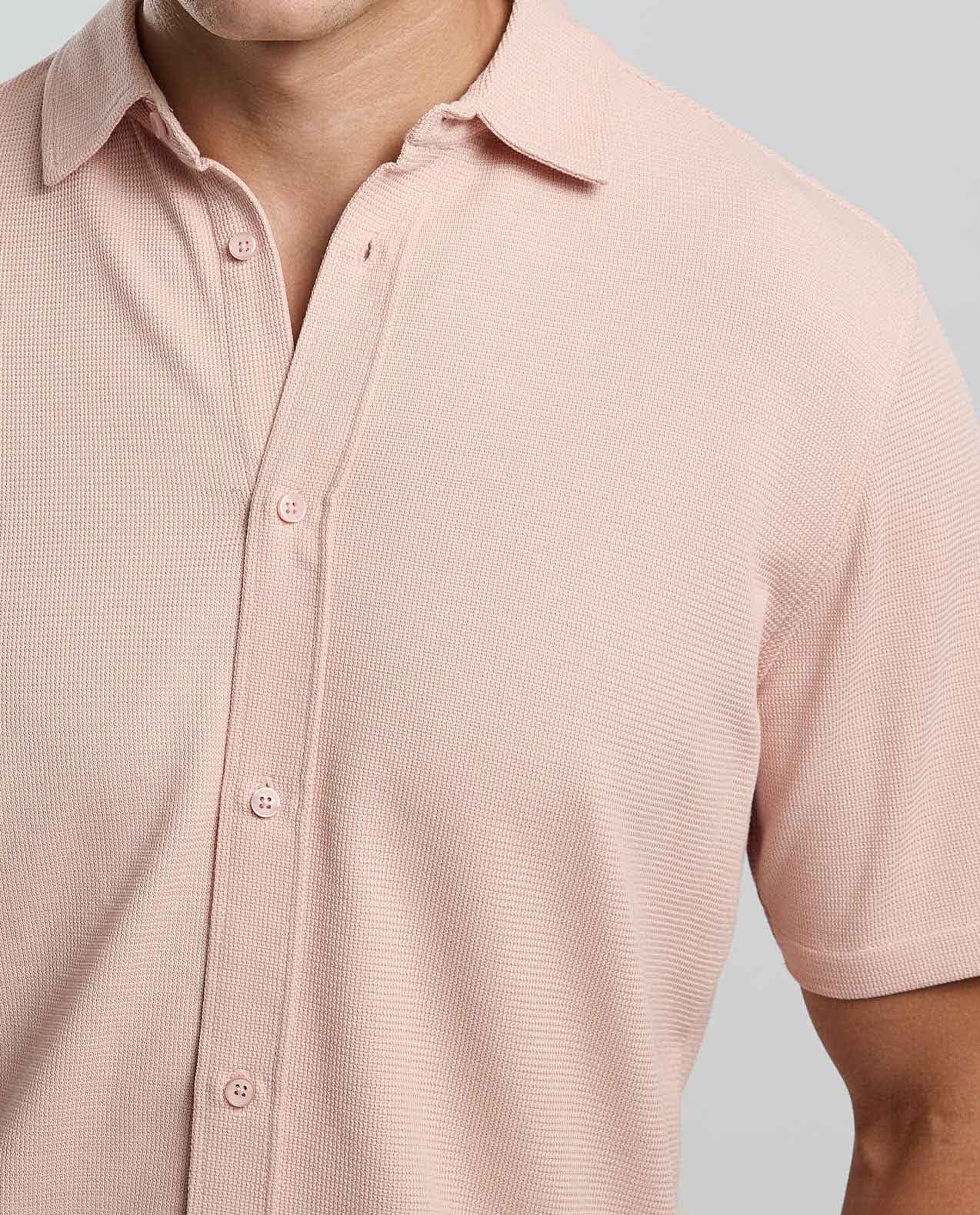 Solid Shirt with Classic Collar and Short Sleeves