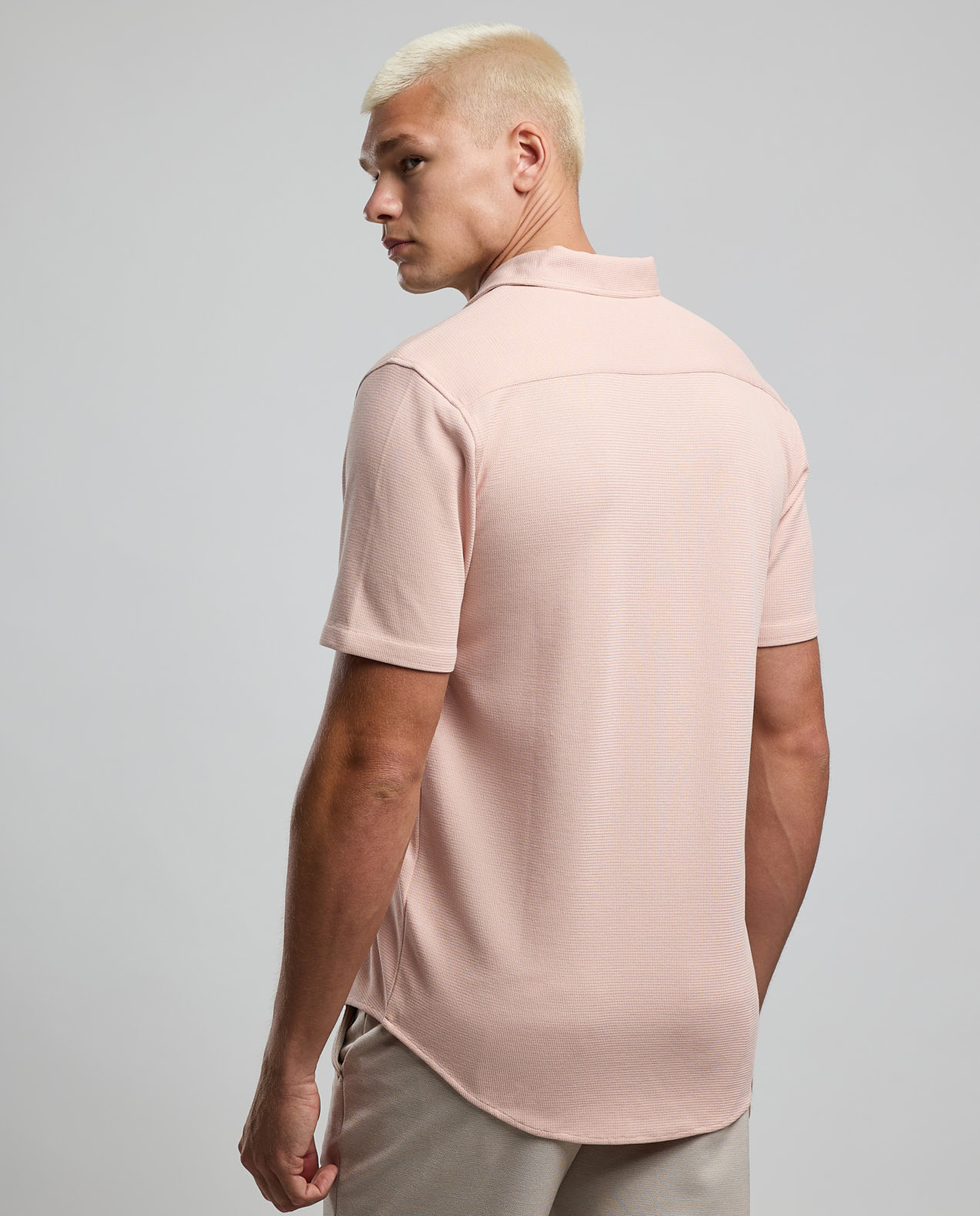 Solid Shirt with Classic Collar and Short Sleeves