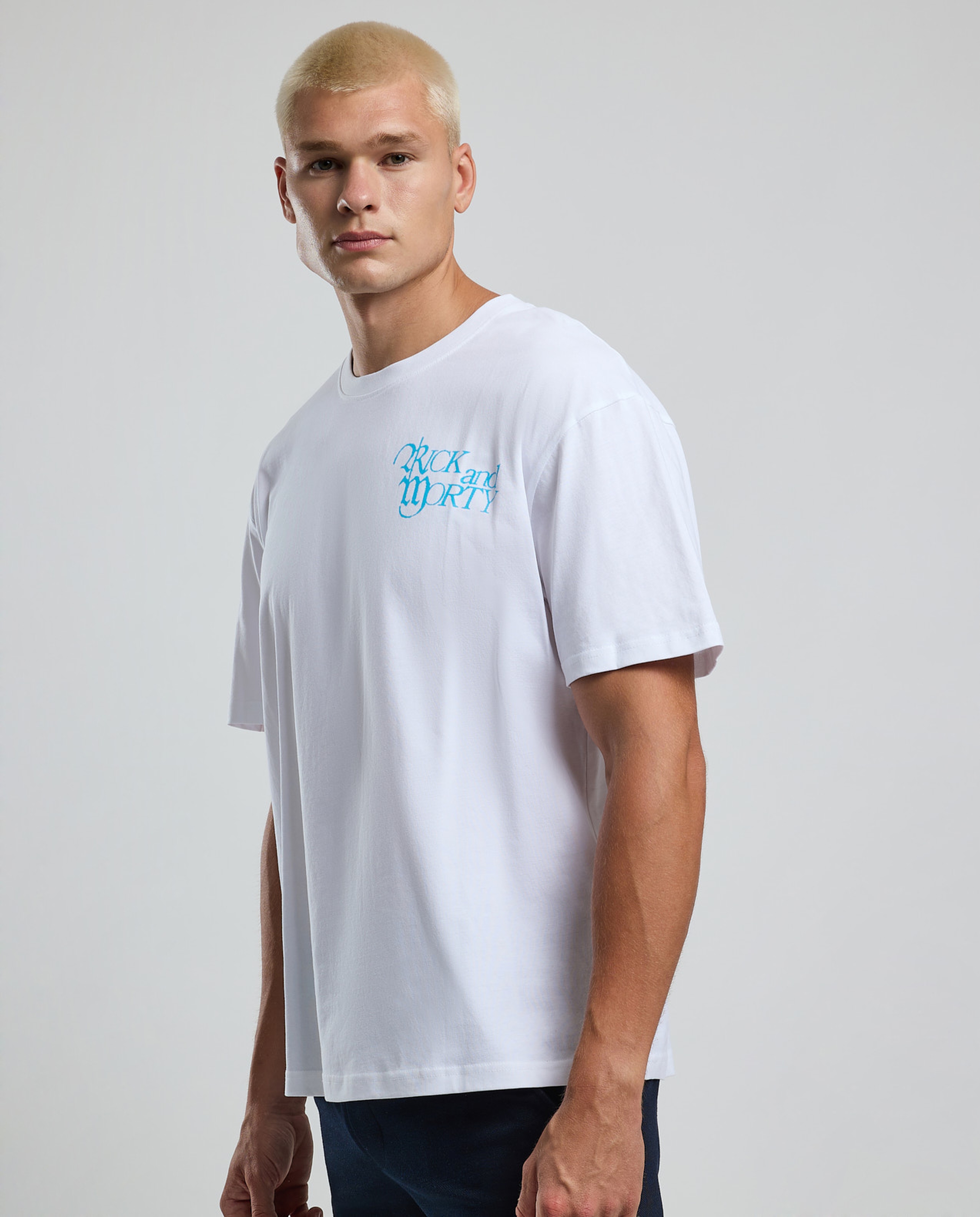 Back Print T-Shirt with Crew Neck and Short Sleeves
