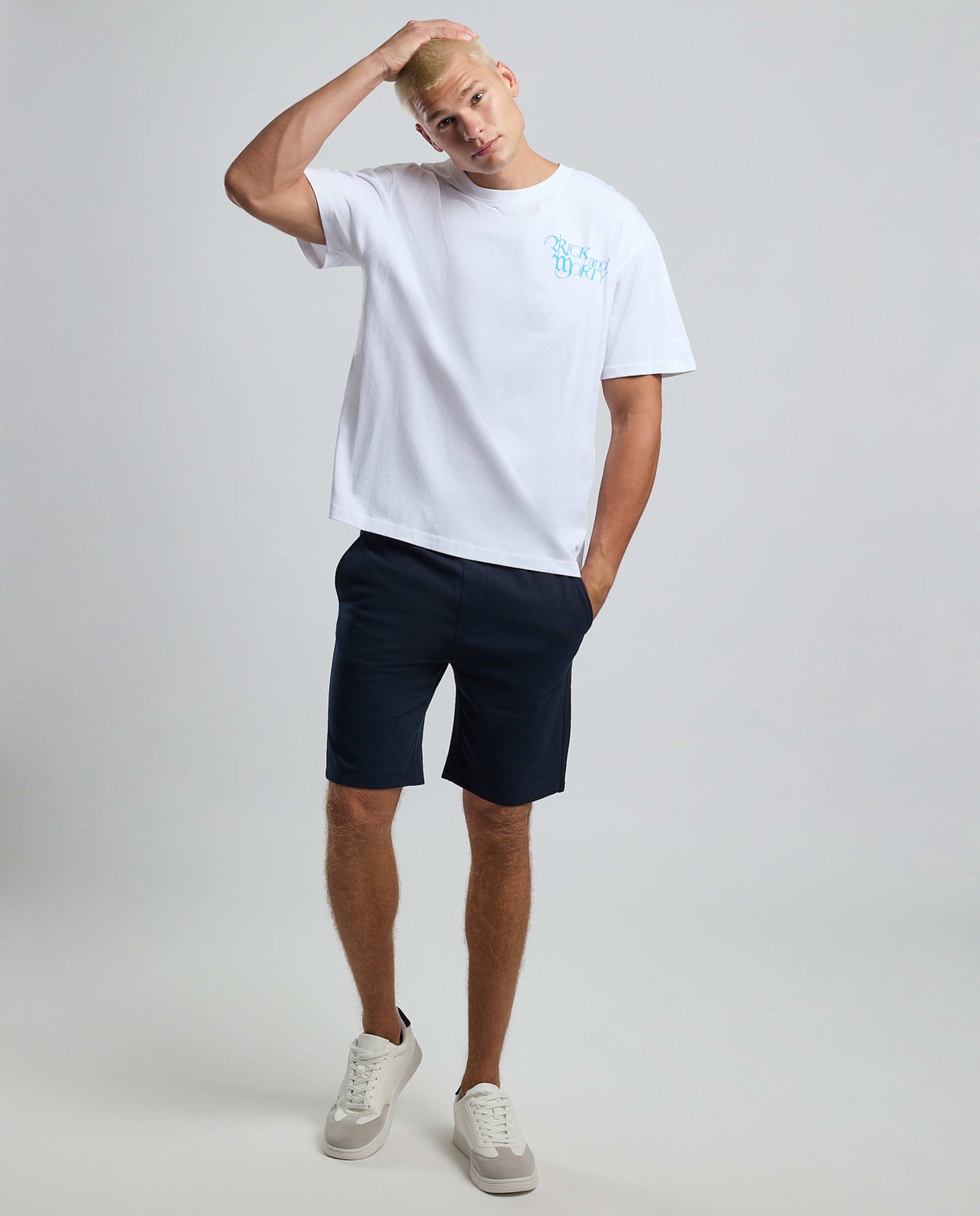 Back Print T-Shirt with Crew Neck and Short Sleeves